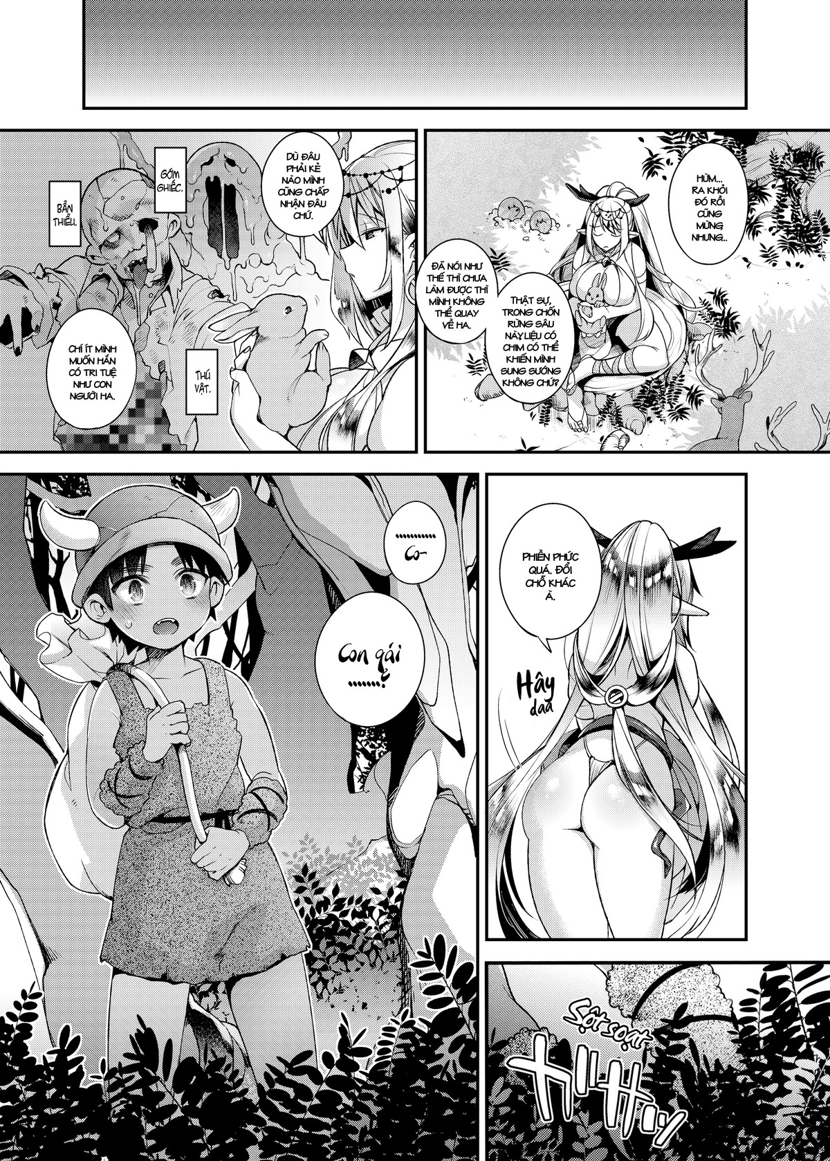 Đọc truyện hentai Hitonarazaru Oyomesama (Trọn bộ) - Chap 1: Shota Orc-kun wa Elf no Ohimesama o Jouzu ni Haramaserareru kana?