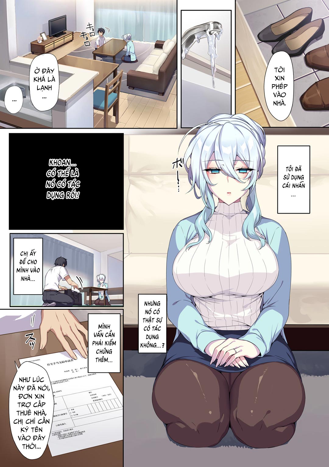 Đọc truyện hentai Hitozukiai Ga Nigate Na Miboujin No Yukionna-San To Noroi No Yubiwa - Chap 1 - Có che
