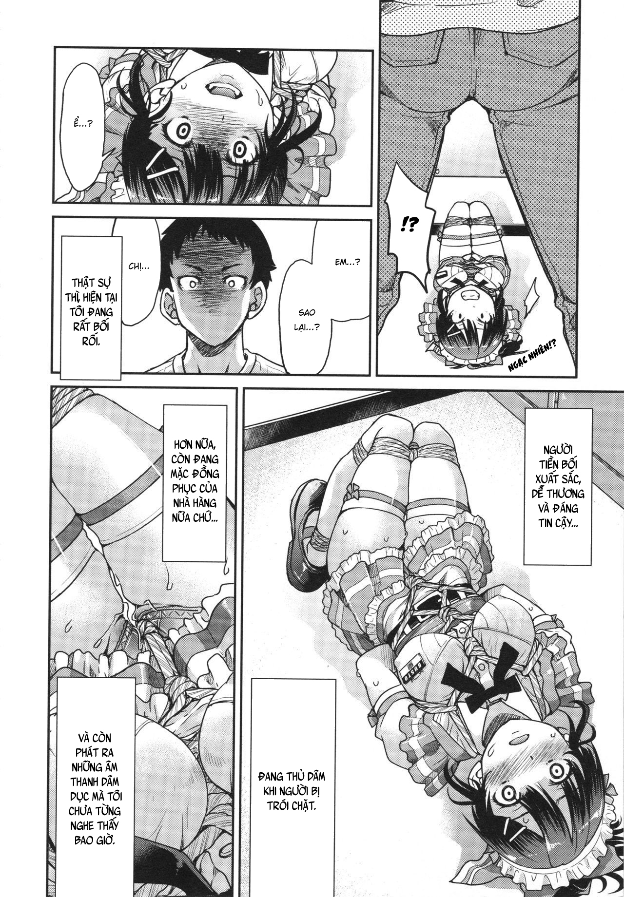 Đọc truyện hentai Toretate Famiresu Senpai wo Gyuutto Shibatta Gochisou Don - Oneshot