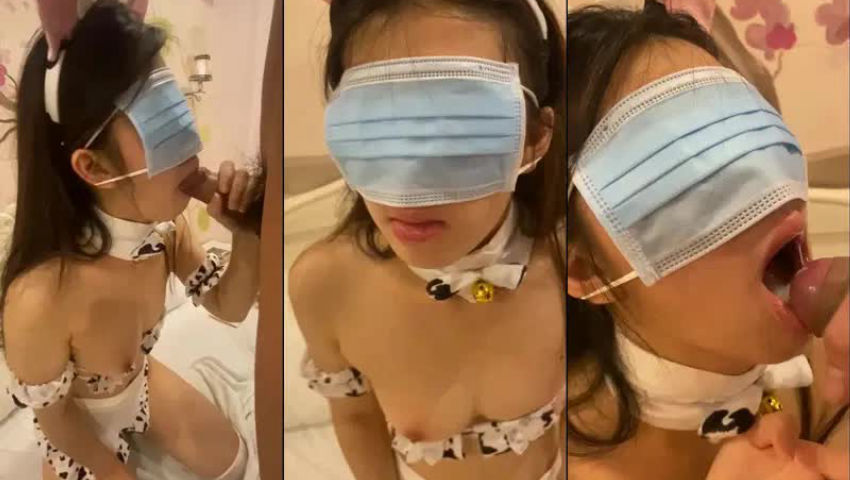 Em nữ sinh bồn chứa tinh cosplay bò sữa đòi bắn vào miệng để em sugar baby nuốt hết