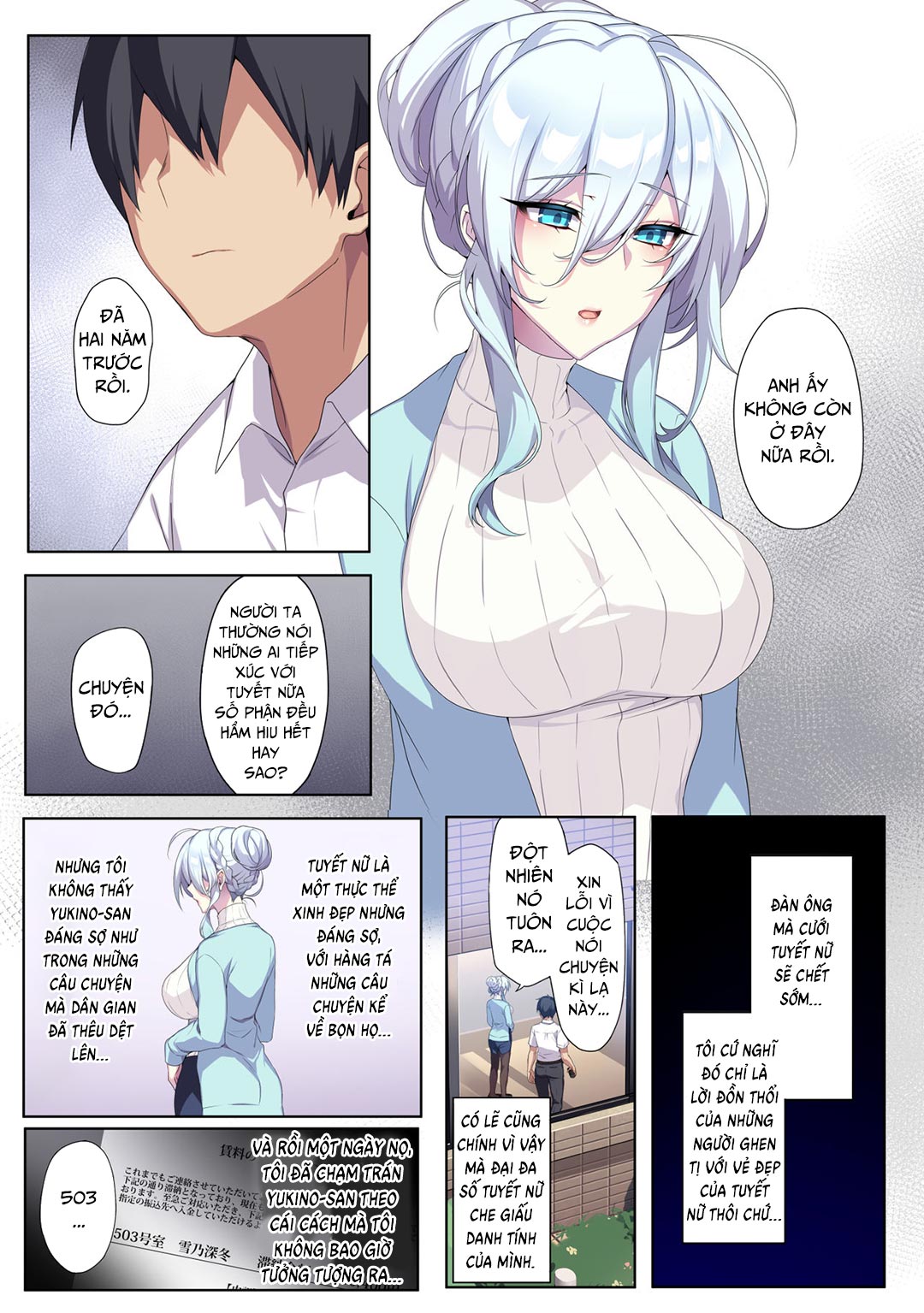 Đọc truyện hentai Hitozukiai Ga Nigate Na Miboujin No Yukionna-San To Noroi No Yubiwa - Chap 1 - Có che