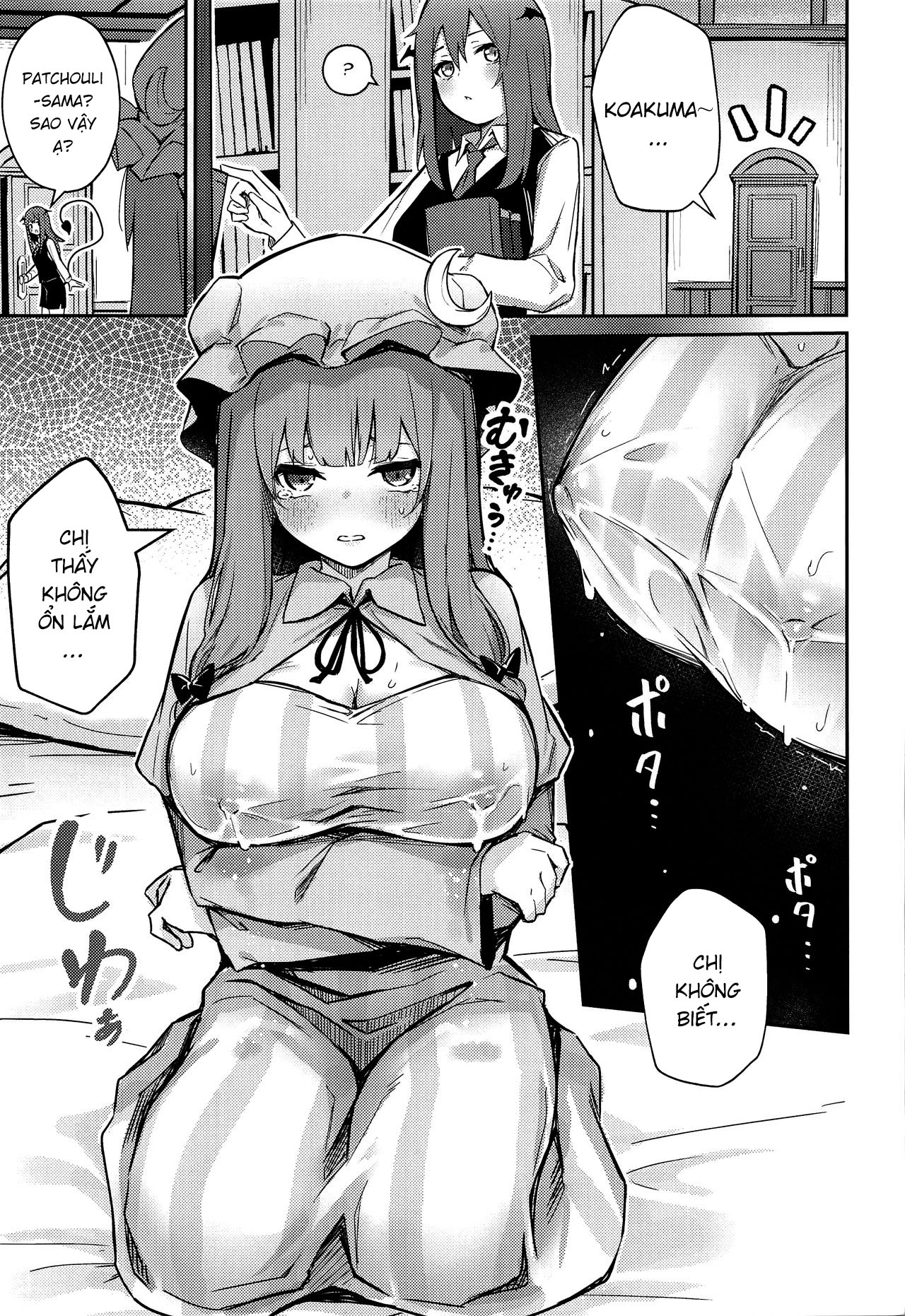 Đọc truyện hentai Patchouli ga Koakuma ni Shiborareru Hon - Oneshot