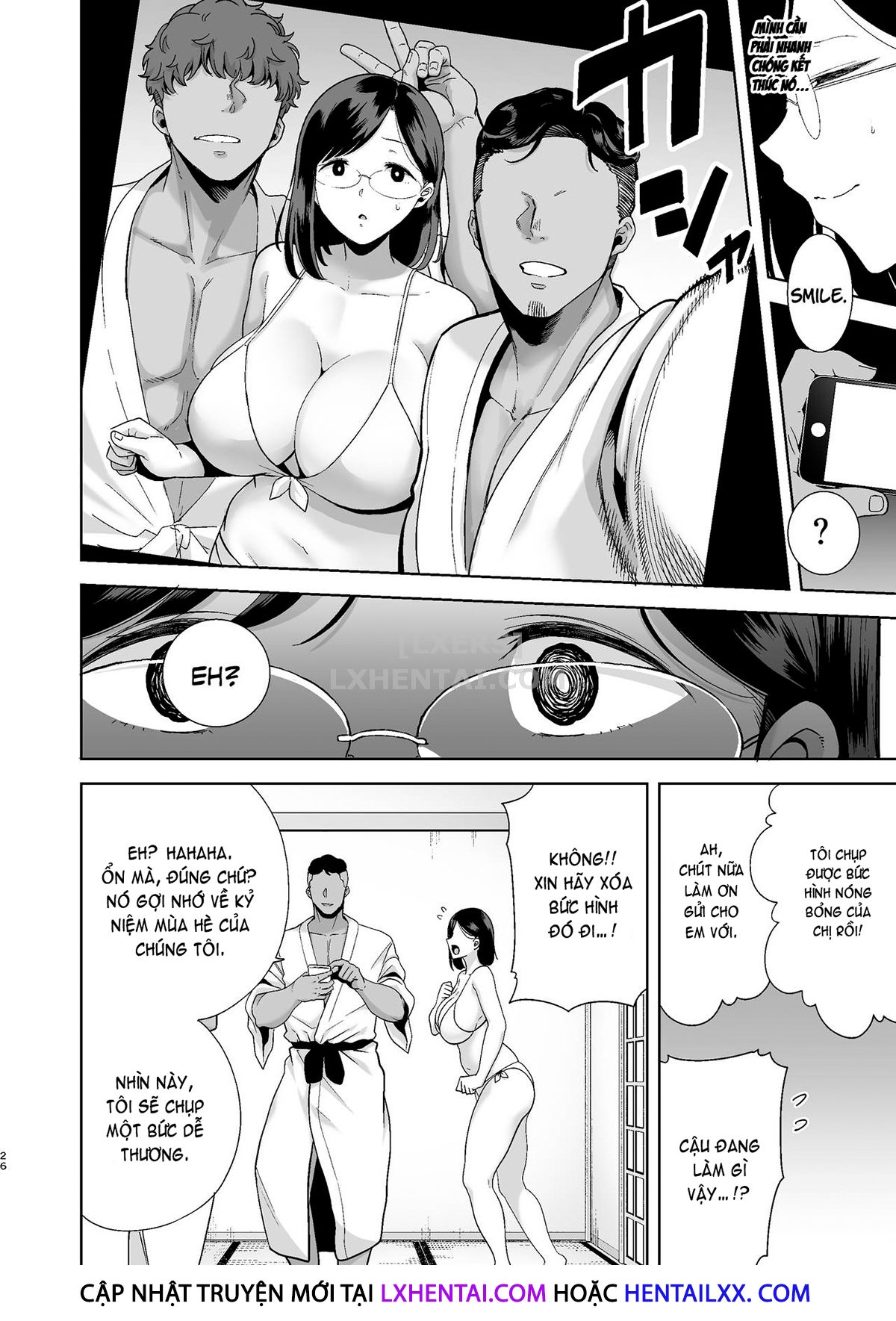 Đọc truyện hentai Natsuzuma ~Natsu, Ryokan, Nanpa Otoko-Tachi Ni Ochita Tsuma~ - Chap 1 - Có che