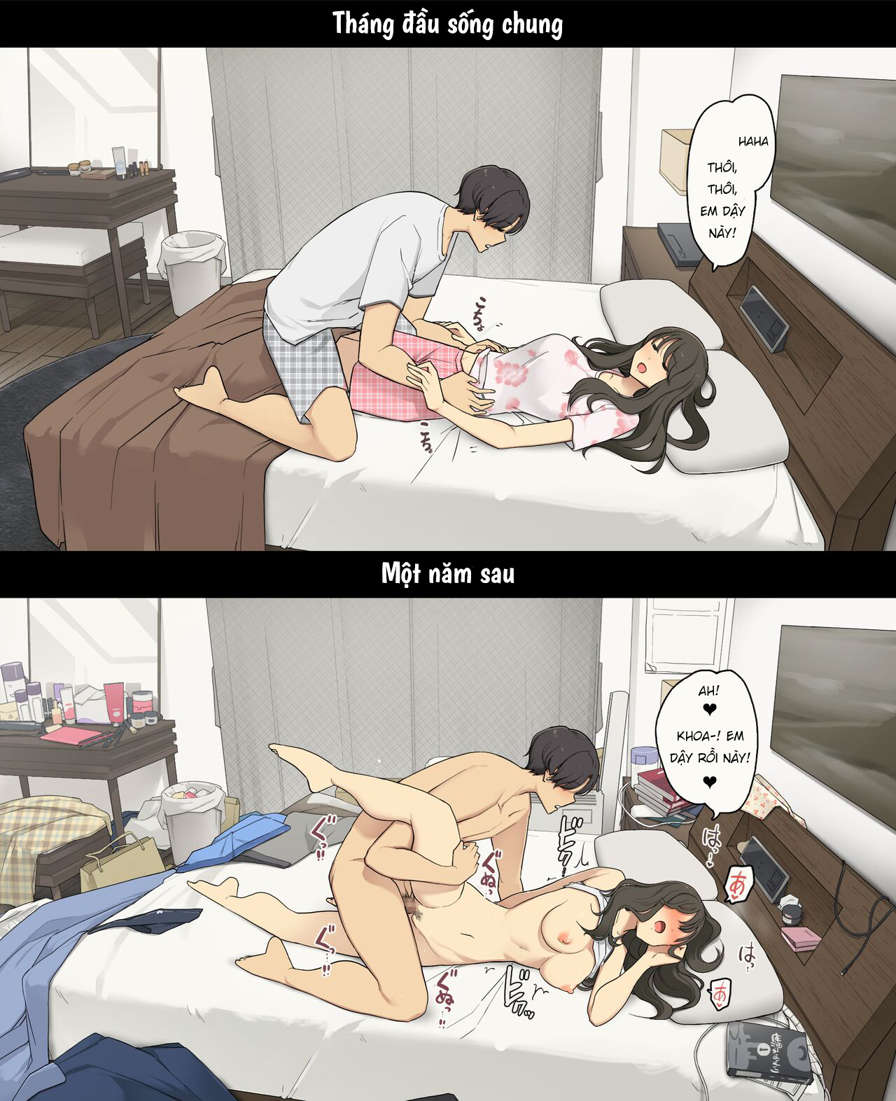 Đọc truyện hentai Cuộc sống thường nhật của một cặp đôi: Tháng đầu sống chung và một năm sau - Oneshot