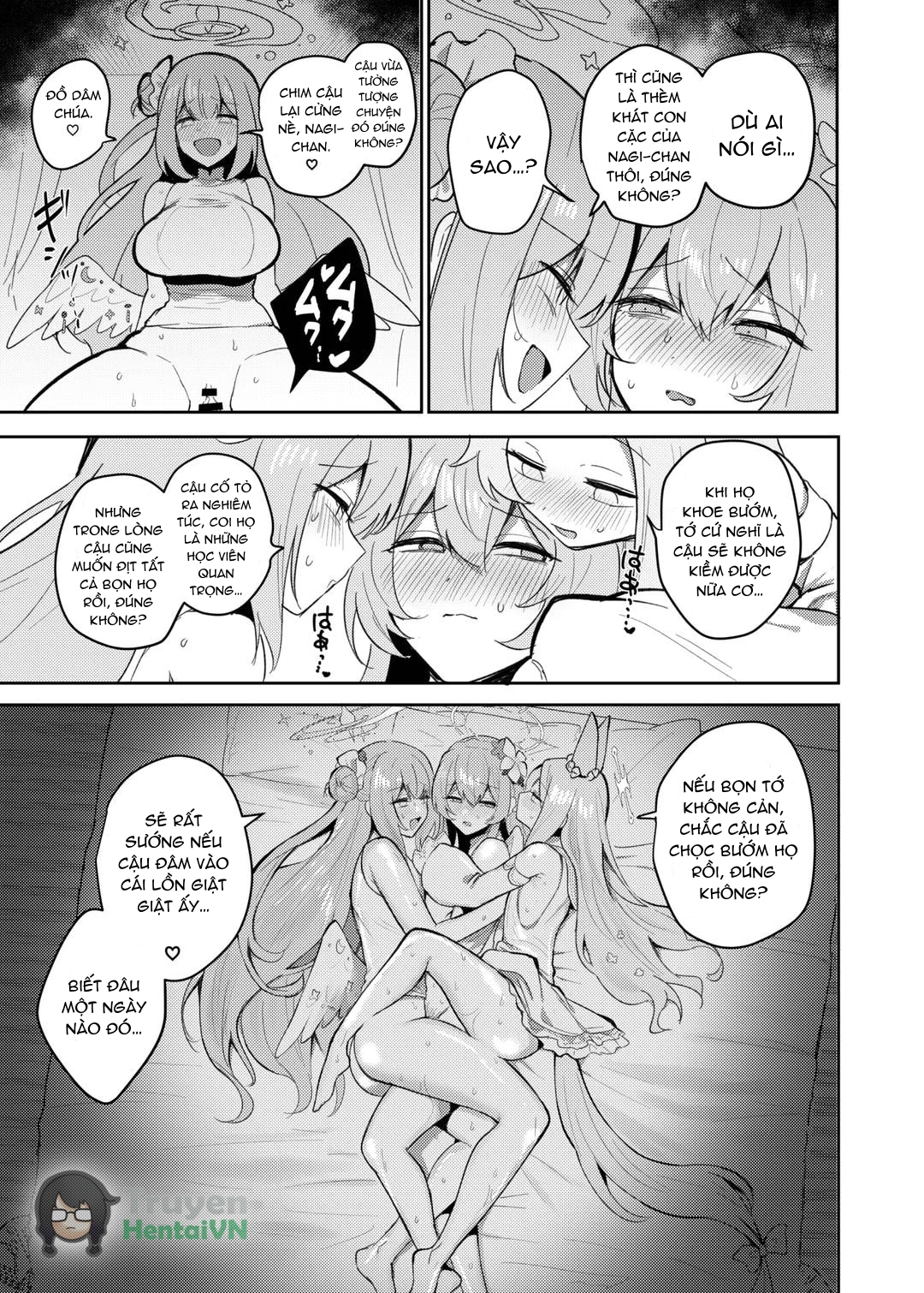 Đọc truyện hentai Futanari Tea Party Dosukebe Tougijou Nagisa VS Sisterhood + Kyuugo Kishidan (Blue Archive) - Oneshot