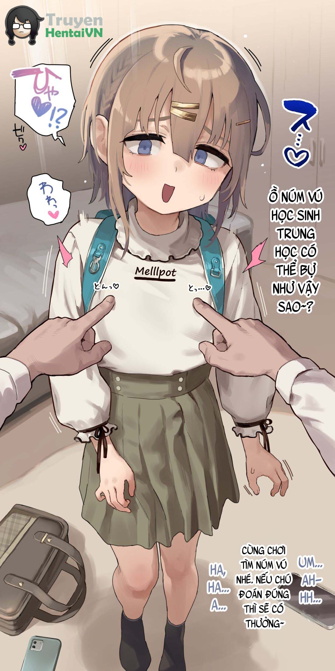 Đọc truyện hentai Hikaeme JS6 no Chikubi Ate Game Echi E + Pako - Oneshot