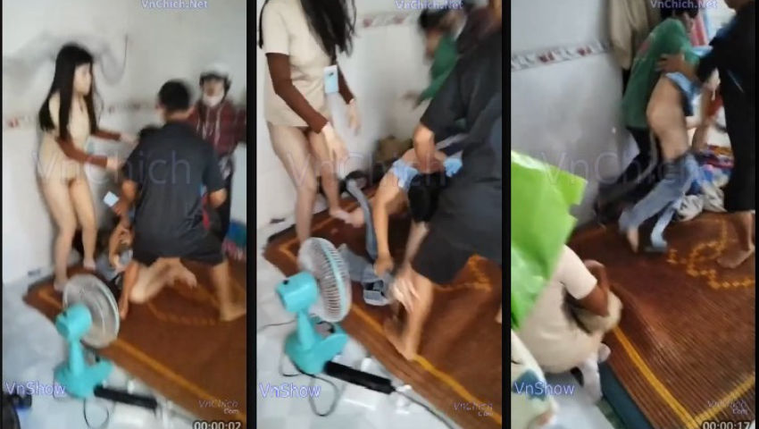 Đánh ghen tại phòng trọ , cô gái chưa kịp mặc quần lao vào bảo vệ bạn trai ~ Sex đánh ghen