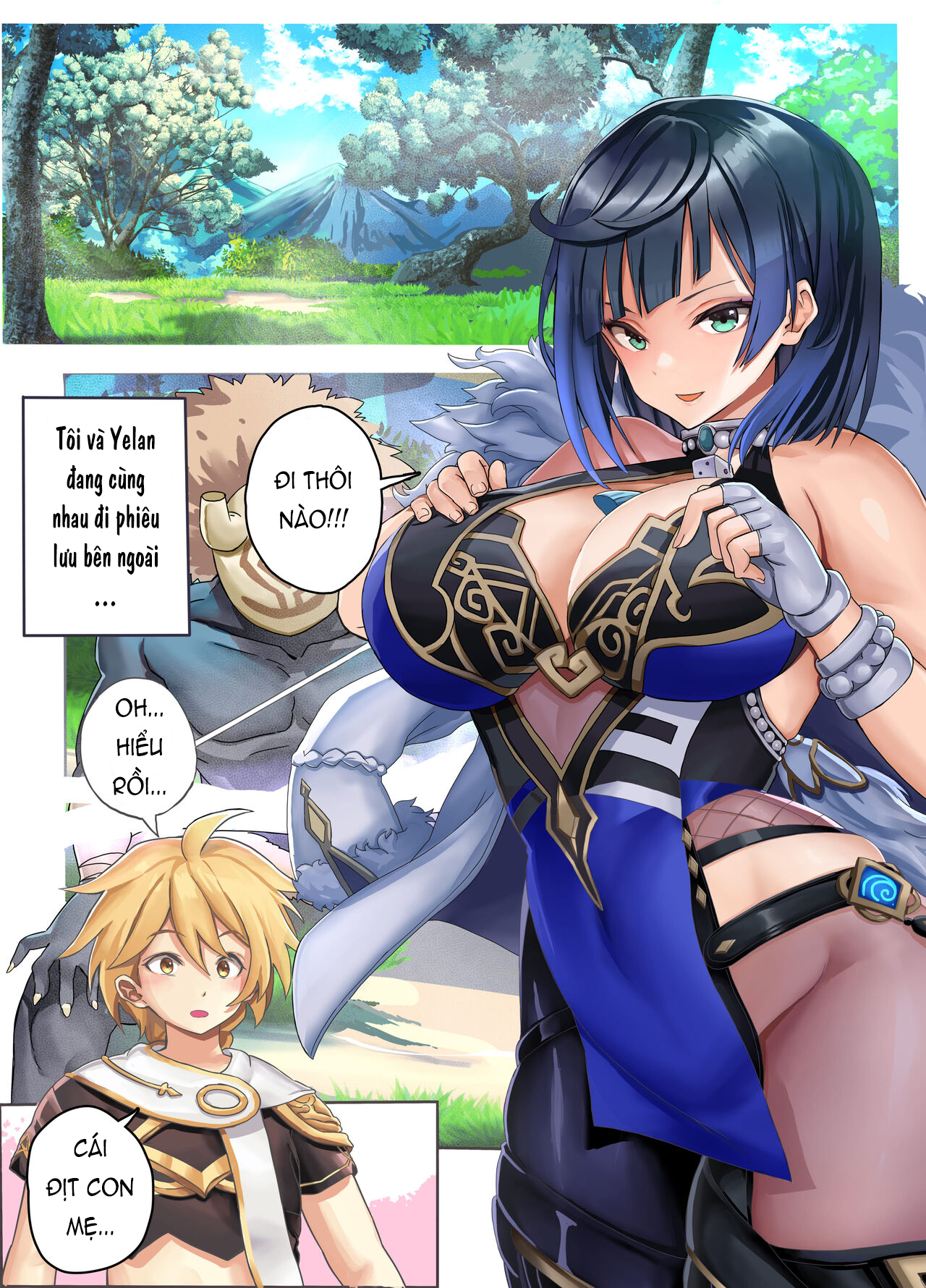 Đọc truyện hentai Chốn thiên đường Genshin - Ngoại Truyện - Chơi Dì Lan lộ thiên!