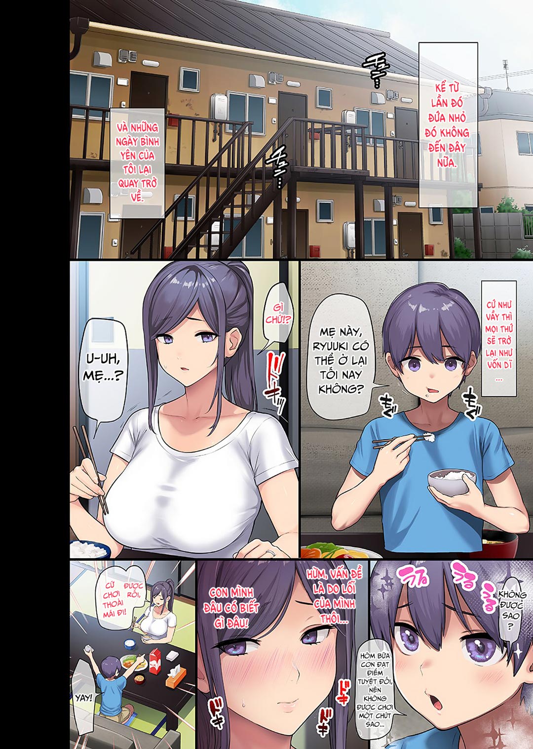 Đọc truyện hentai Kyonyuu Miboujin to Musuko no Waruui Otomodachi Honpen Rensai - Chap 3 - [END]