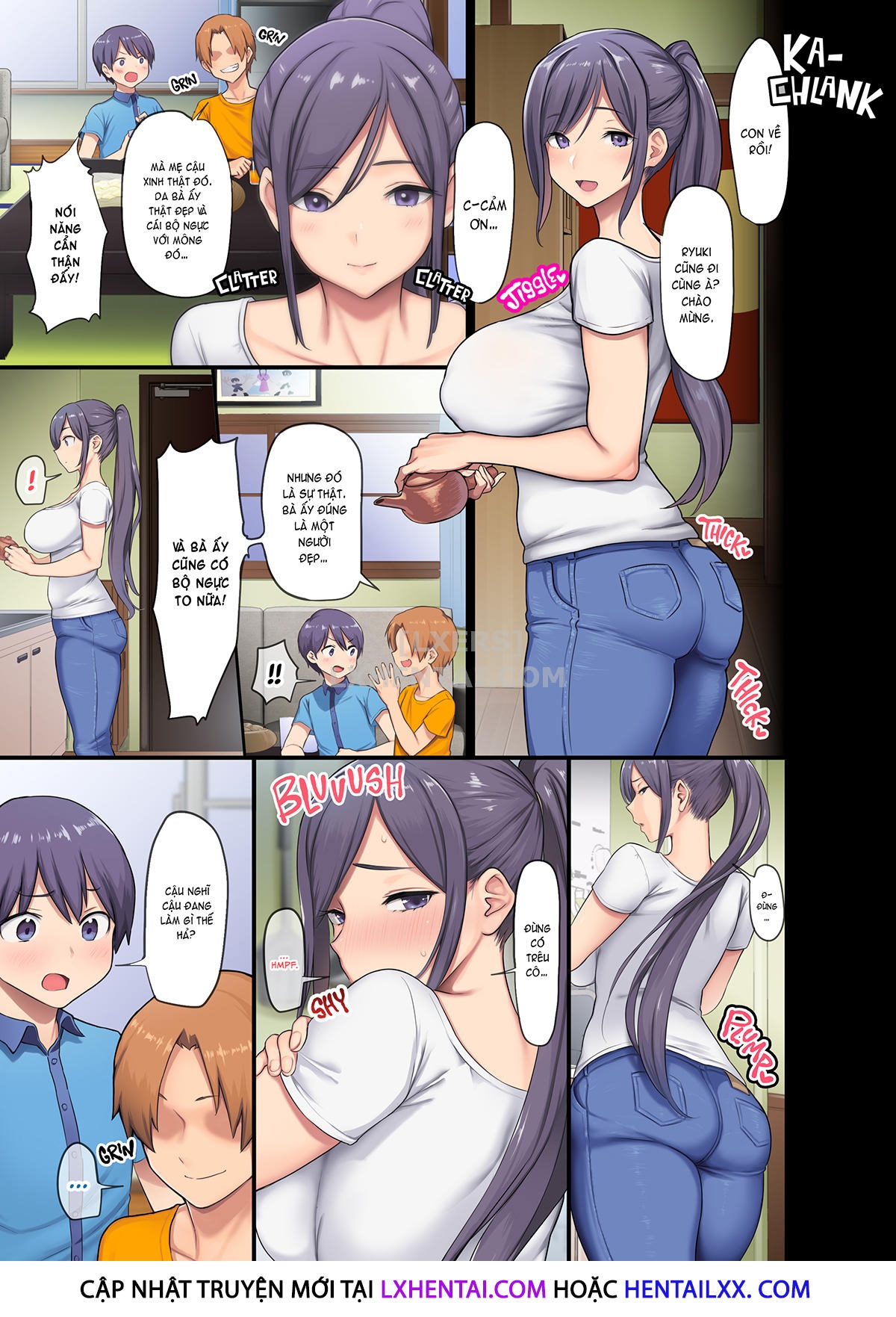 Đọc truyện hentai Kyonyuu Miboujin to Musuko no Waruui Otomodachi Honpen Rensai - Oneshot - Không che