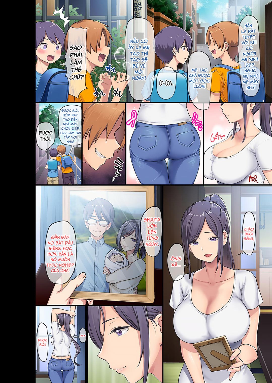 Đọc truyện hentai Kyonyuu Miboujin to Musuko no Waruui Otomodachi Honpen Rensai - Chap 1