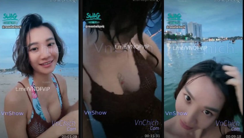 rosababyvip ở chuồng tắm biển. Buồn thì kiếm trai chụp hình khoe hàng giải sầu ~ Swag live