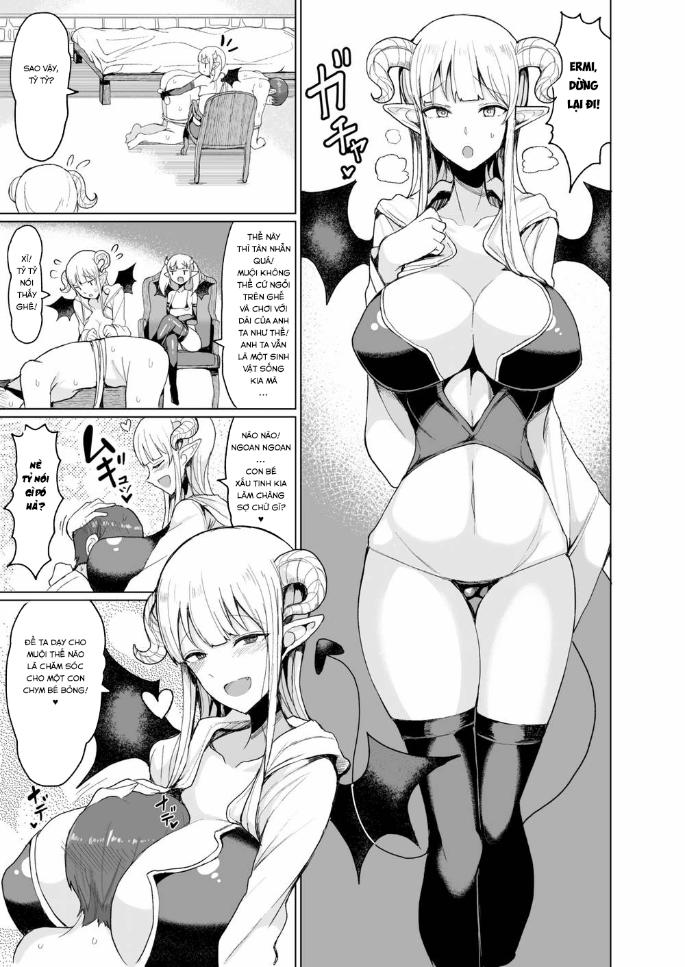 Đọc truyện hentai Ý Trời Bảo Thanh Niên Đụ 2 Em Quỷ Vương! - Oneshot