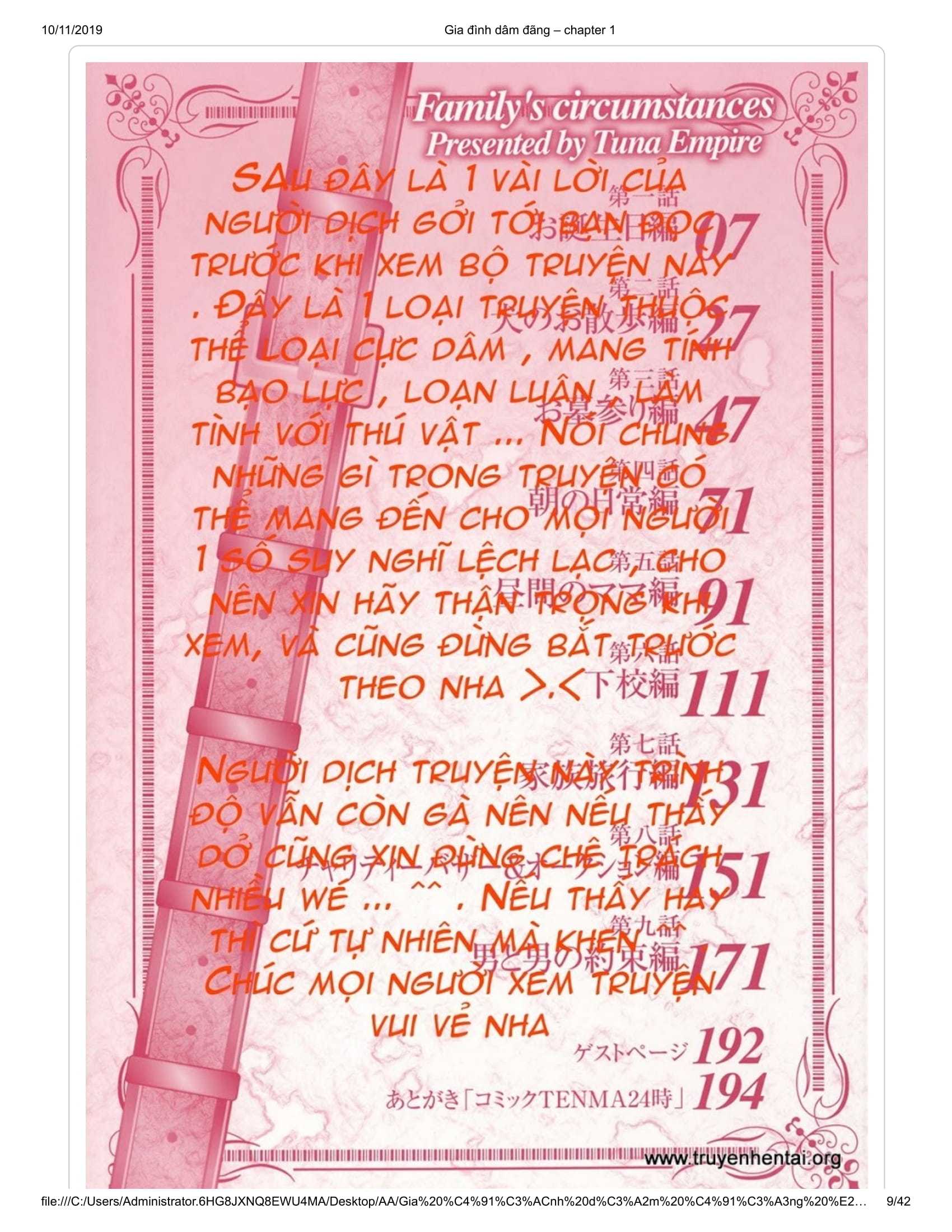 Đọc truyện hentai Katei no Jijou - Chap 1