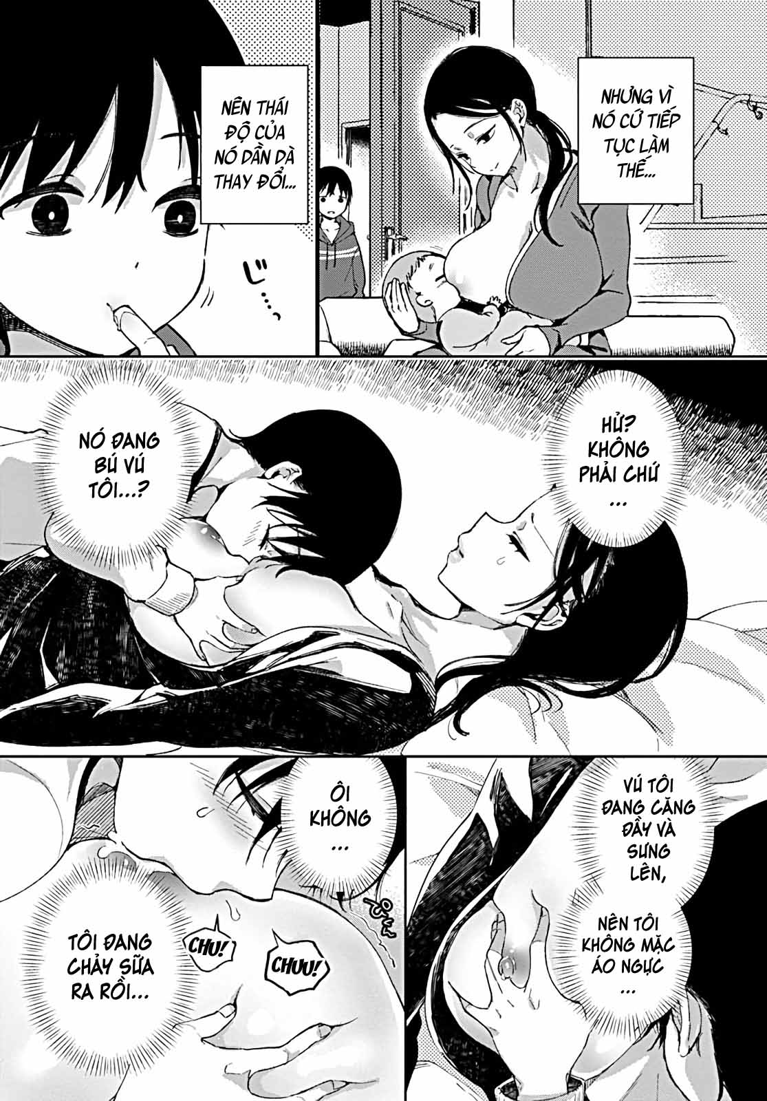 Đọc truyện hentai Jitsubo no Kyonyuu o Musaboru Shota wa Aijou to Bonyuu o Sosogareru - Oneshot