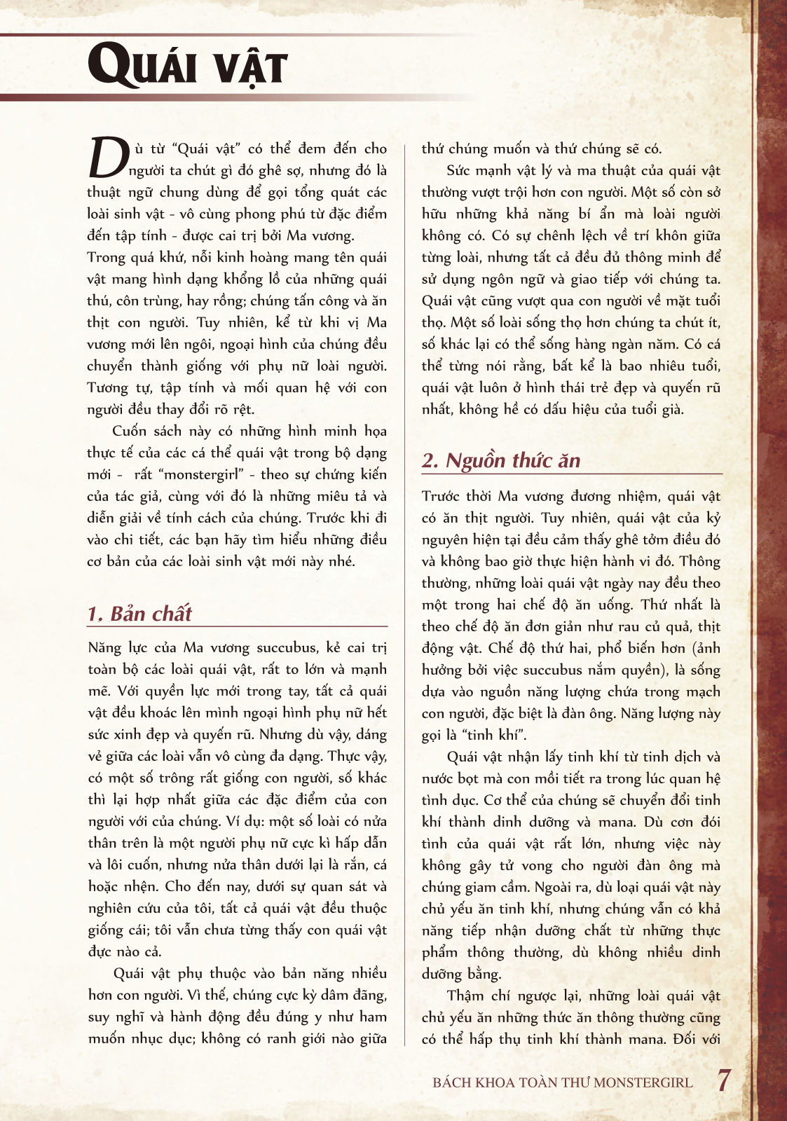 Đọc truyện hentai Bách khoa toàn thư Monstergirl - Lời nói đầu - Mục lục - Khái niệm: Quái vật