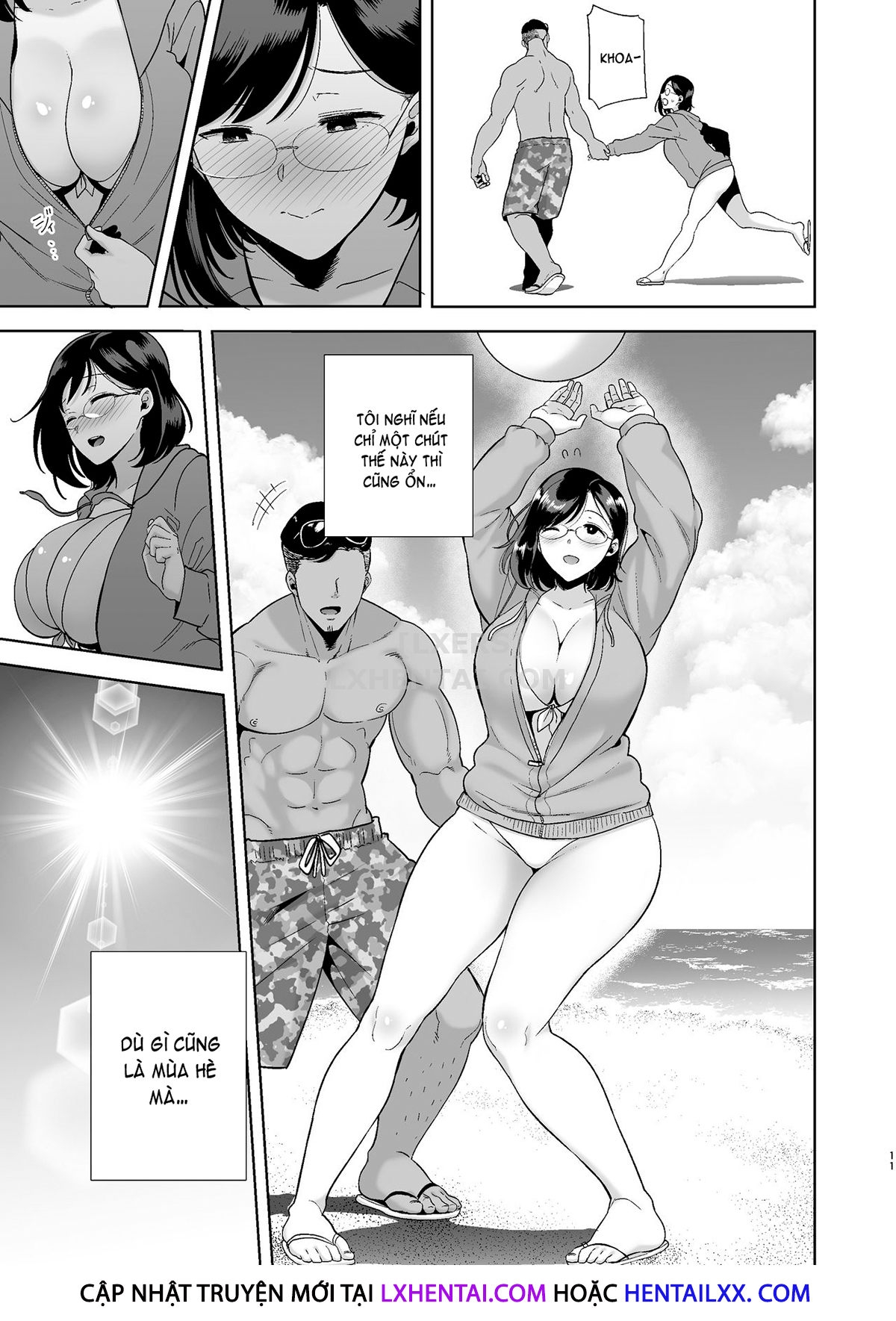 Đọc truyện hentai Natsuzuma ~Natsu, Ryokan, Nanpa Otoko-Tachi Ni Ochita Tsuma~ - Chap 1 - Có che