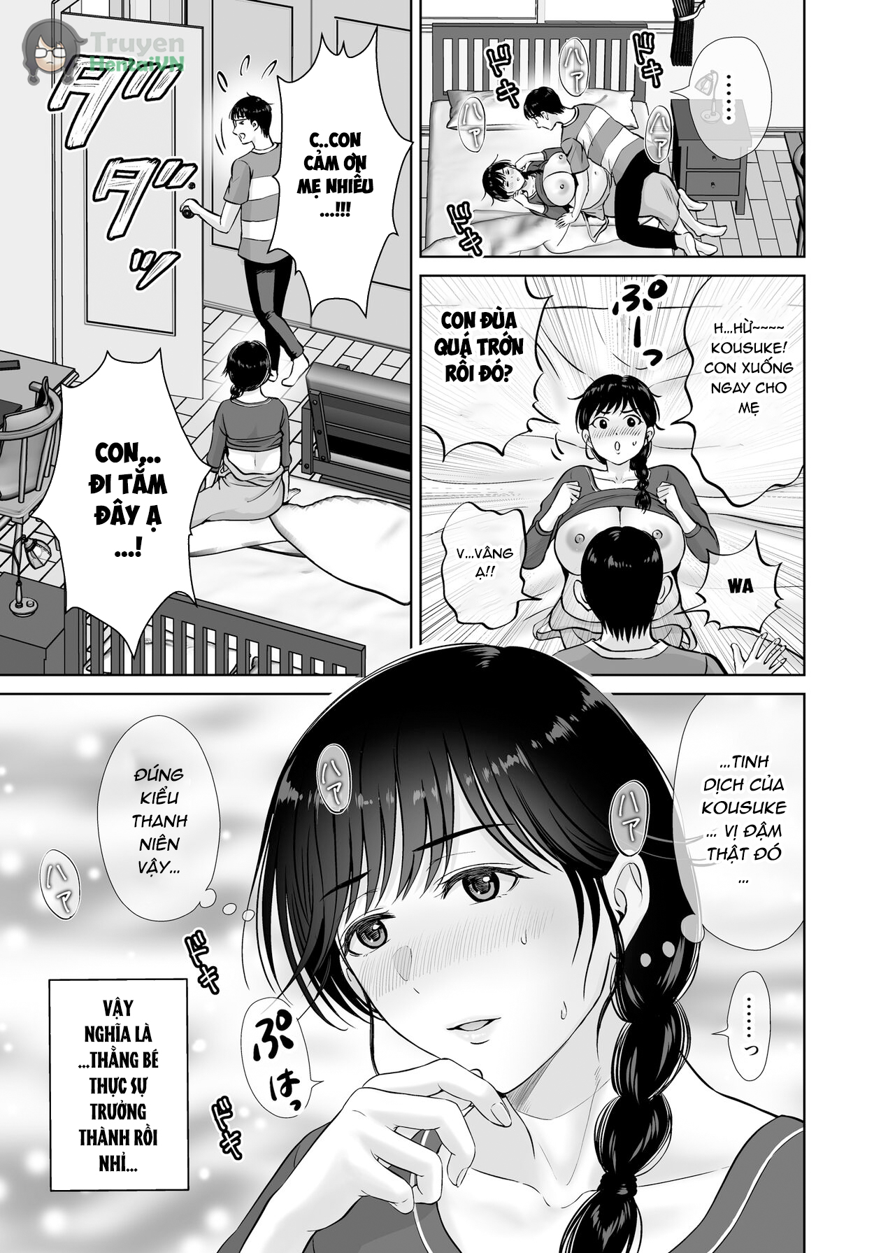 Đọc truyện hentai Kyonyuu Kaa-san ga Boku no Me mo Mae de 2 ~Bonyuu Mamire de Ikimakutta Hanashi~ - Oneshot