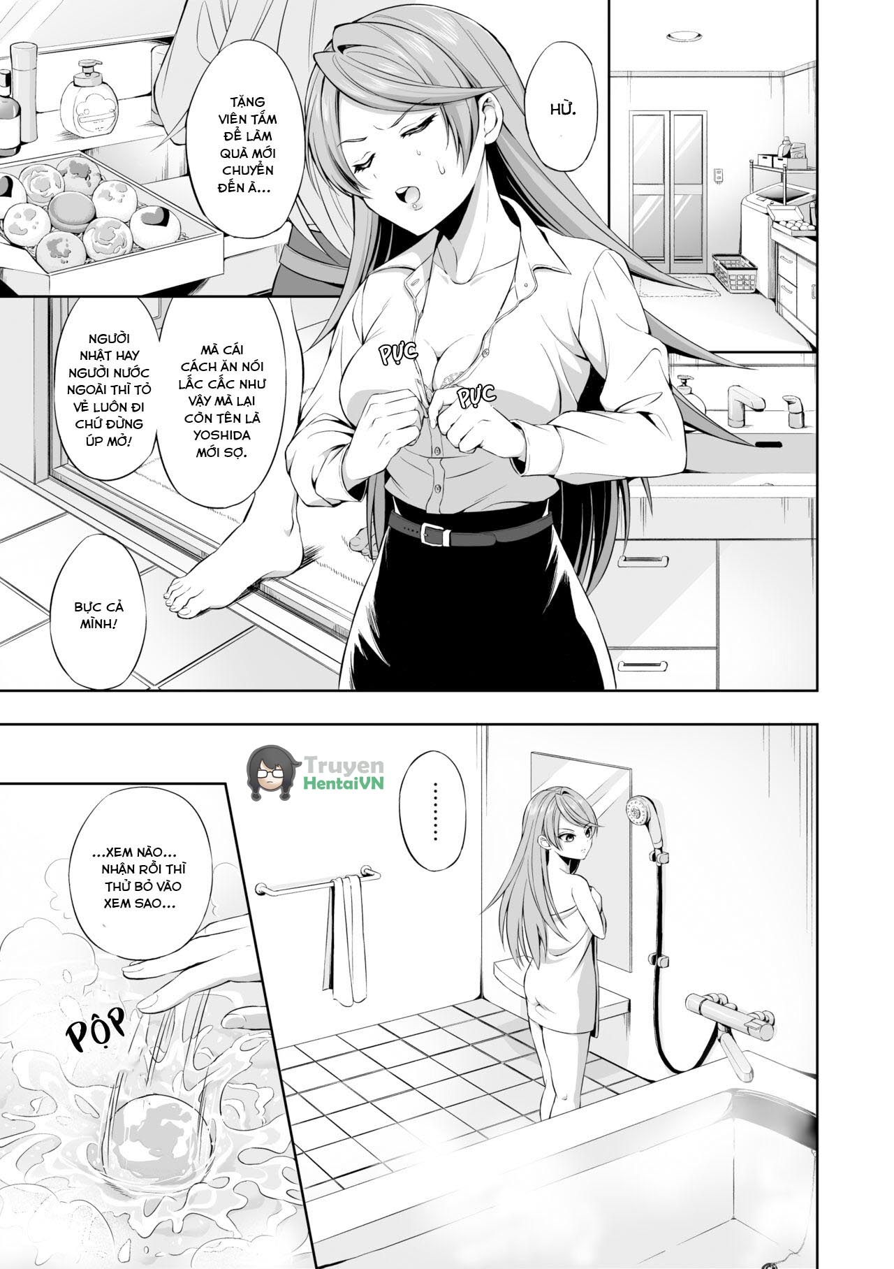 Đọc truyện hentai Ryoujoku Shokushu no Bathroom ~Ayashige na Otonari-san ni Moratta no wa Shokushu deshita~ - Oneshot