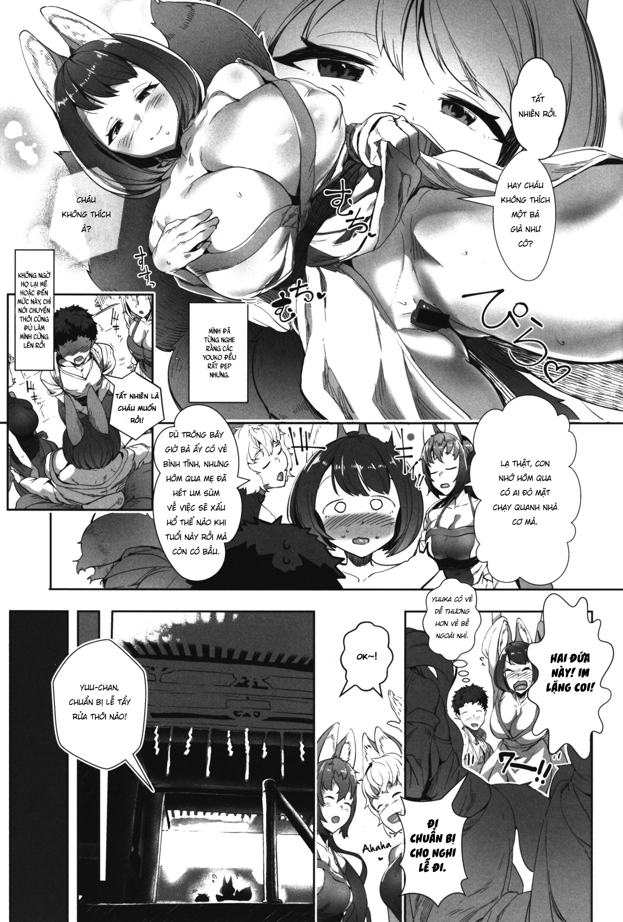 Đọc truyện hentai Cuộc sống cùng ba nàng cáo thần - Oneshot