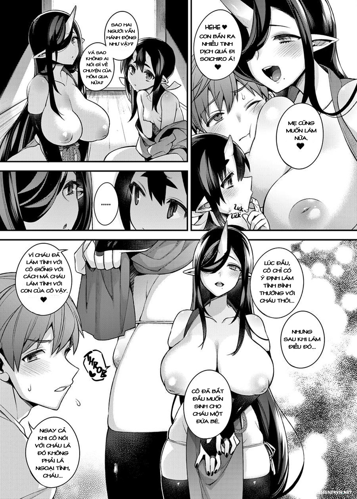 Đọc truyện hentai Hitonarazaru Oyomesama (Trọn bộ) - Chap 4: Mating with Oni - Mother & Daughter