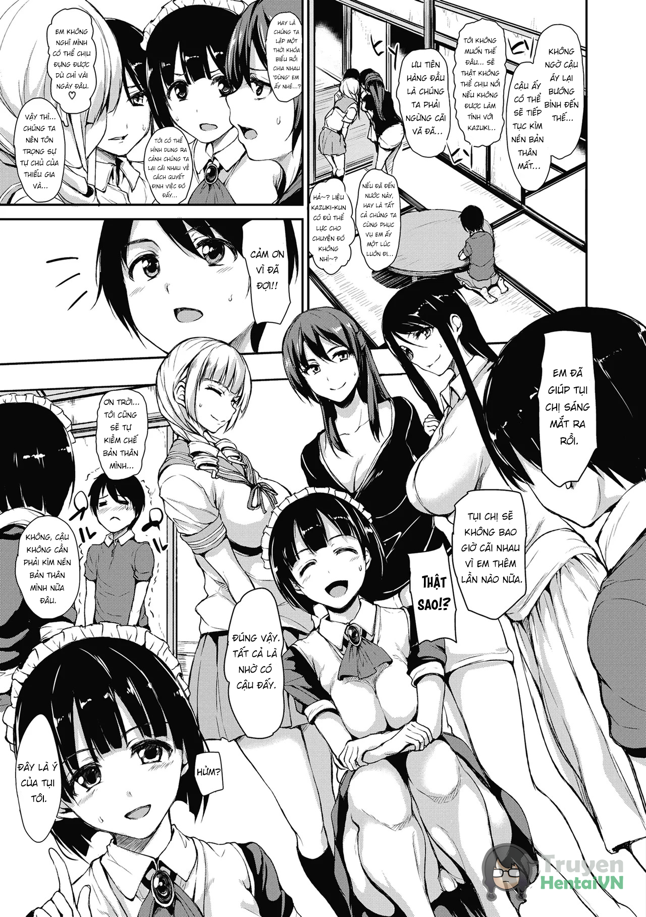 Đọc truyện hentai At Home Harem Fudeoro Sisters - Chap 3