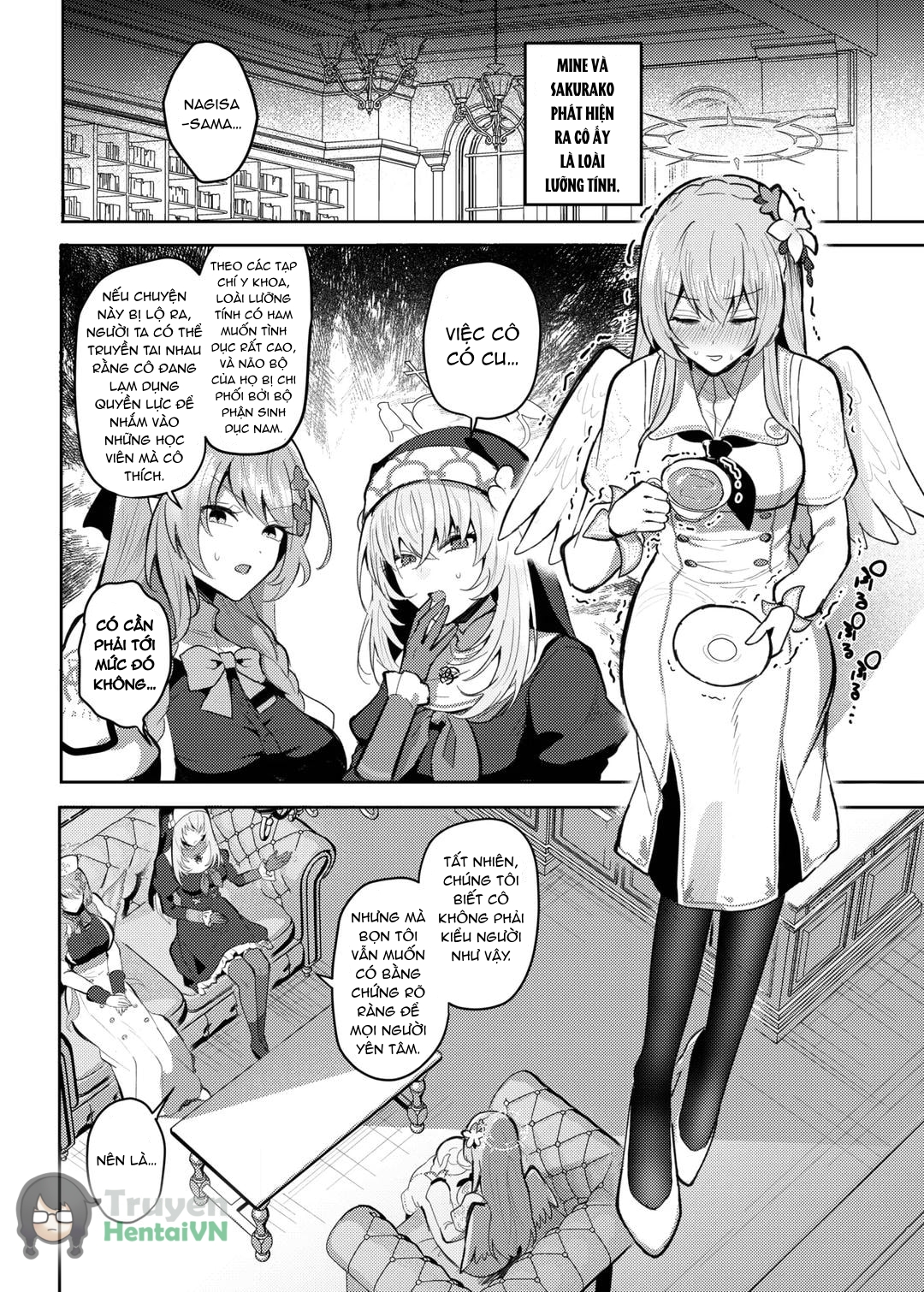 Đọc truyện hentai Futanari Tea Party Dosukebe Tougijou Nagisa VS Sisterhood + Kyuugo Kishidan (Blue Archive) - Oneshot