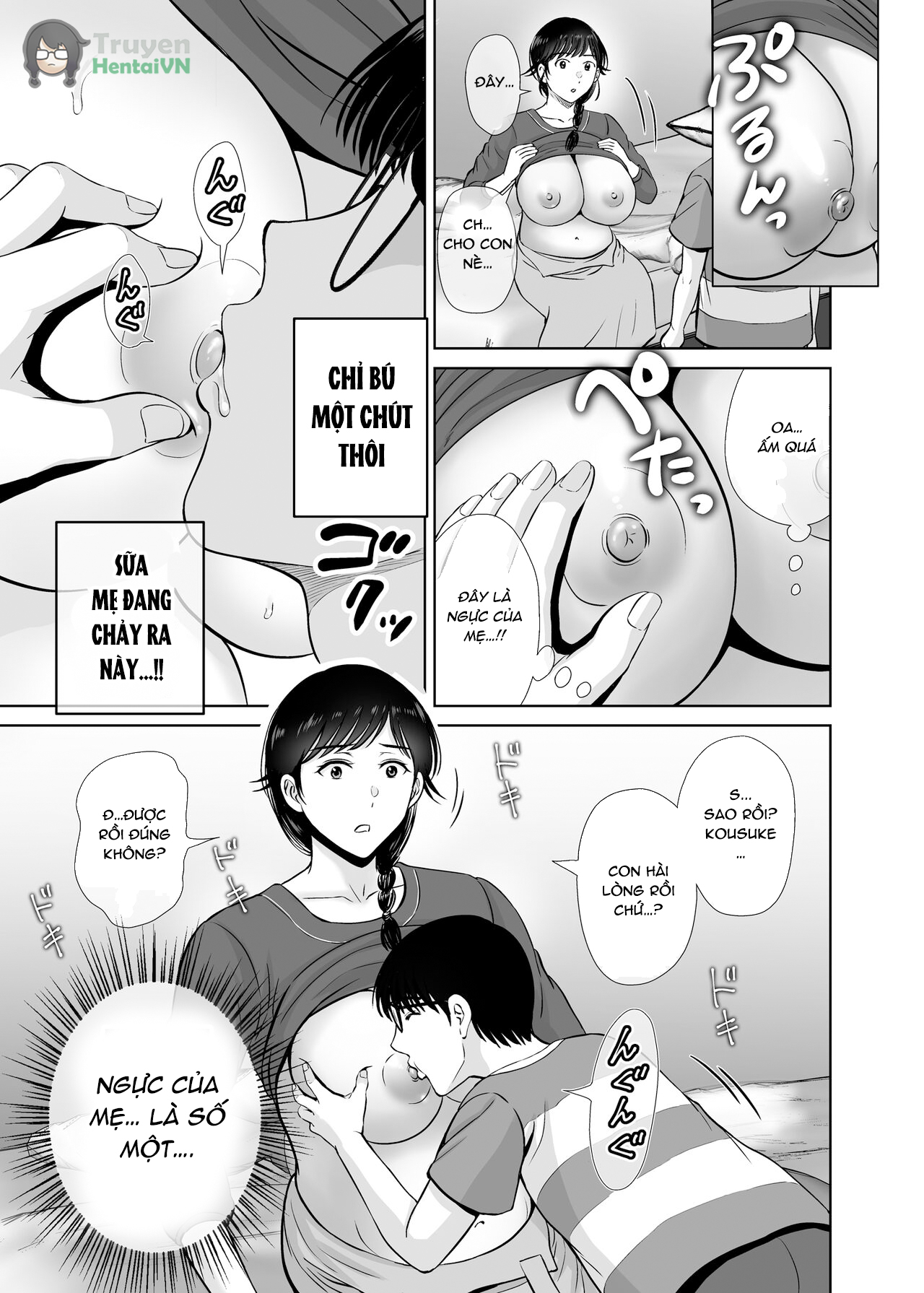 Đọc truyện hentai Kyonyuu Kaa-san ga Boku no Me mo Mae de 2 ~Bonyuu Mamire de Ikimakutta Hanashi~ - Oneshot