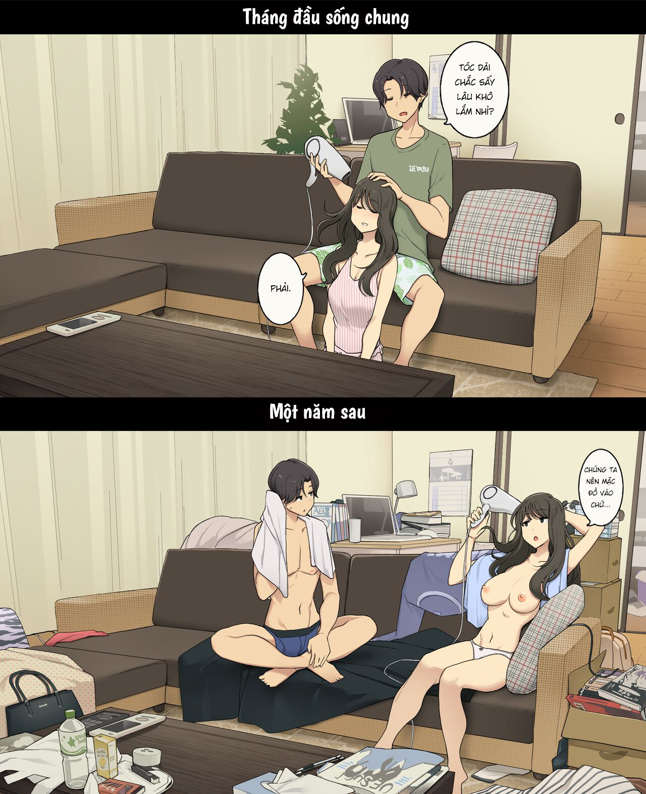 Đọc truyện hentai Cuộc sống thường nhật của một cặp đôi: Tháng đầu sống chung và một năm sau - Oneshot