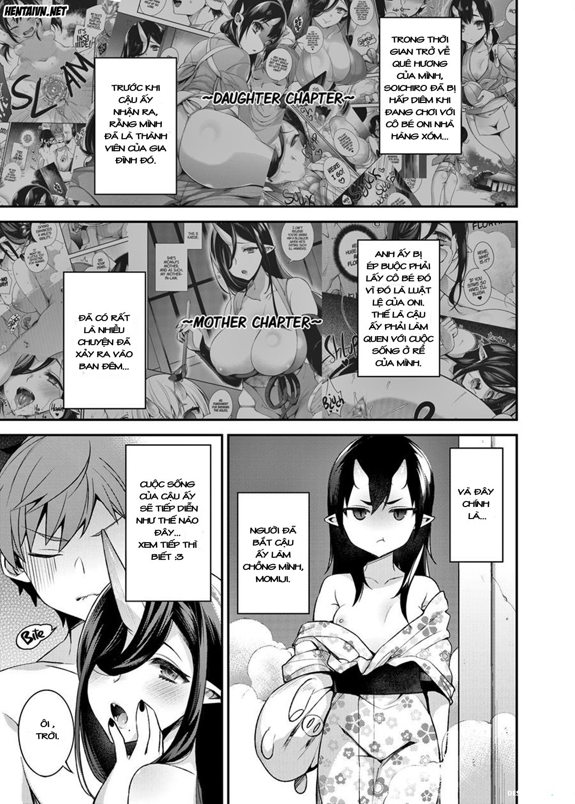 Đọc truyện hentai Hitonarazaru Oyomesama (Trọn bộ) - Chap 4: Mating with Oni - Mother & Daughter