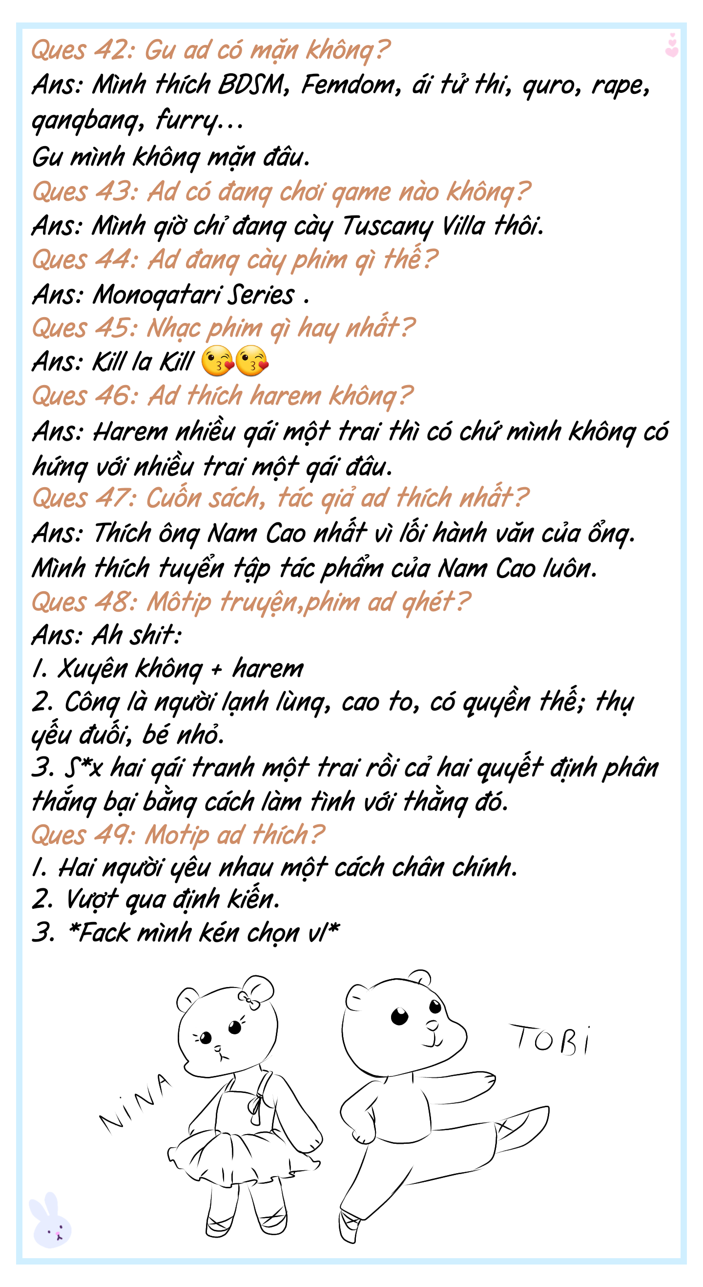 Đọc truyện hentai Never Forget, Never Forgive - Q n A (Tự hỏi tự trả lời)