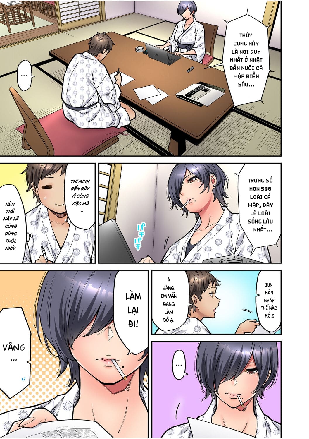 Đọc truyện hentai Làm tình với vị sếp say xỉn mà tôi ngưỡng mộ! - Chap 3: Suối nước nóng