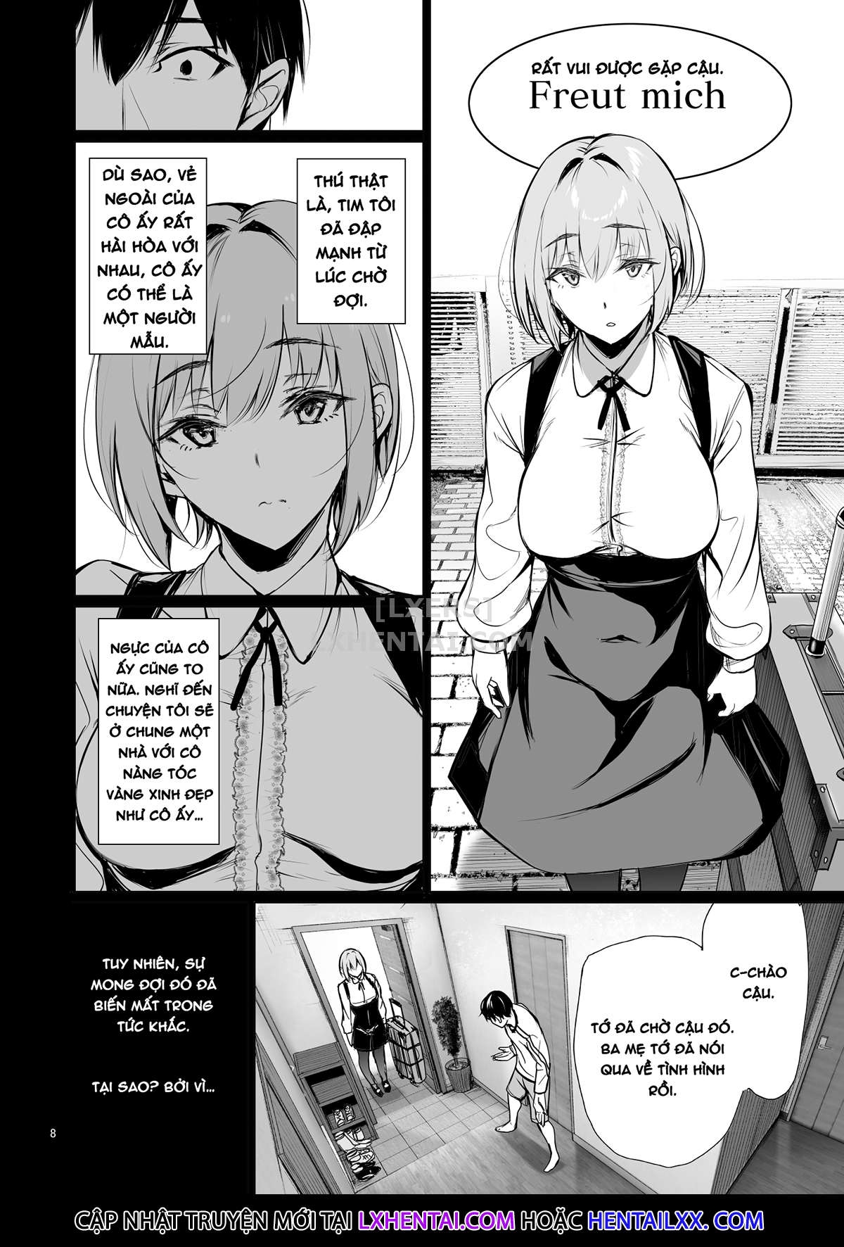 Đọc truyện hentai Homestay-chu no Doitsu Musume ga Issho ni Furo ni Haitte Kuru Wak - Oneshot