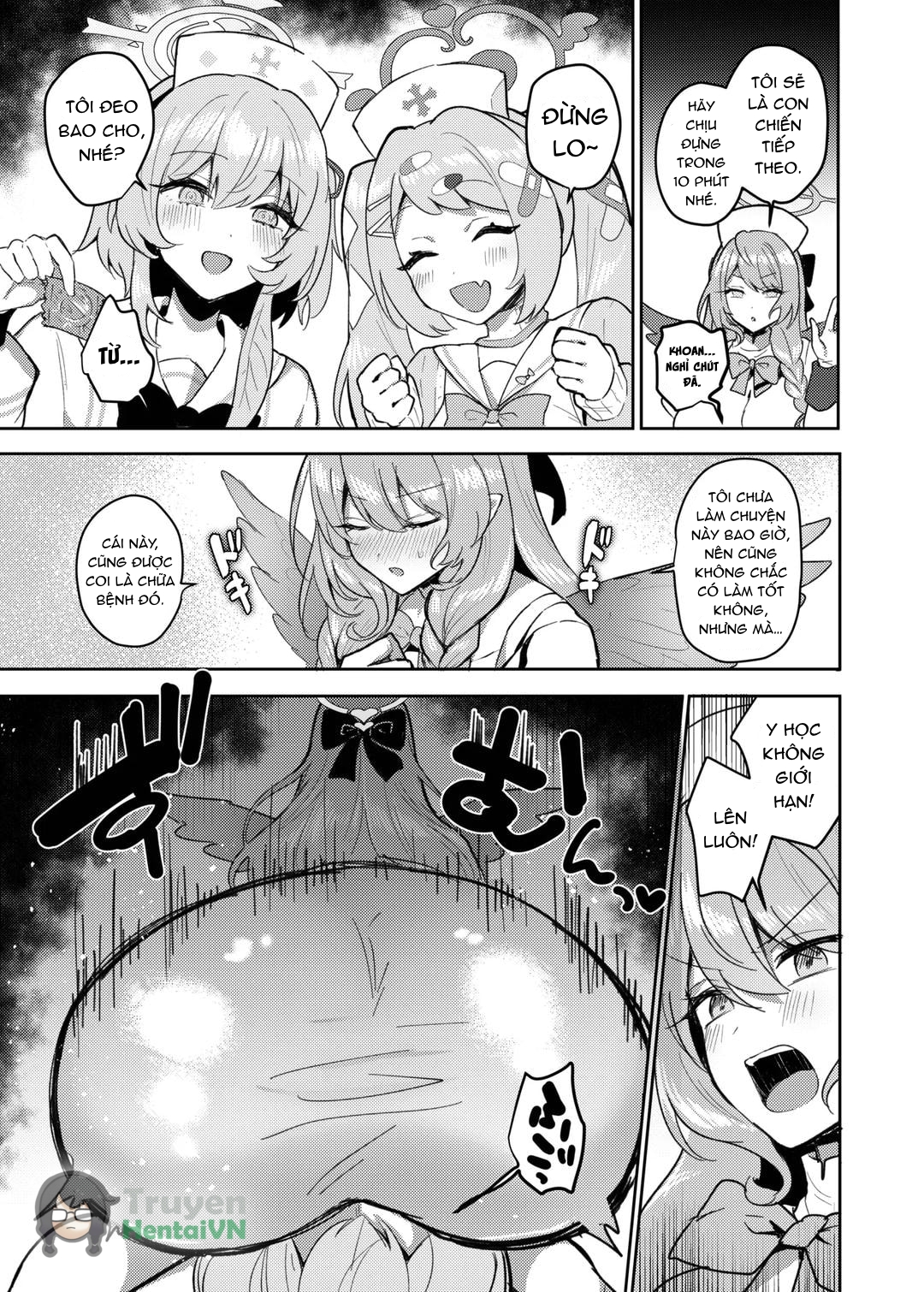 Đọc truyện hentai Futanari Tea Party Dosukebe Tougijou Nagisa VS Sisterhood + Kyuugo Kishidan (Blue Archive) - Oneshot