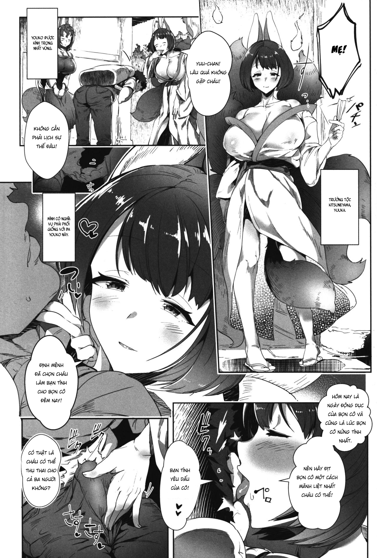 Đọc truyện hentai Cuộc sống cùng ba nàng cáo thần - Oneshot