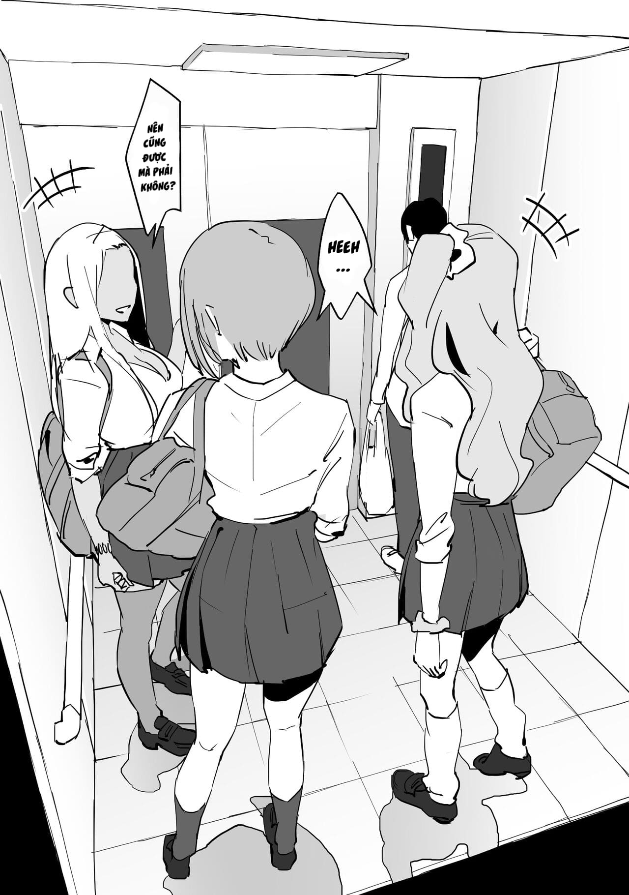 Đọc truyện hentai Bị mắc kẹt trong thang máy cùng các em gyaru - Oneshot