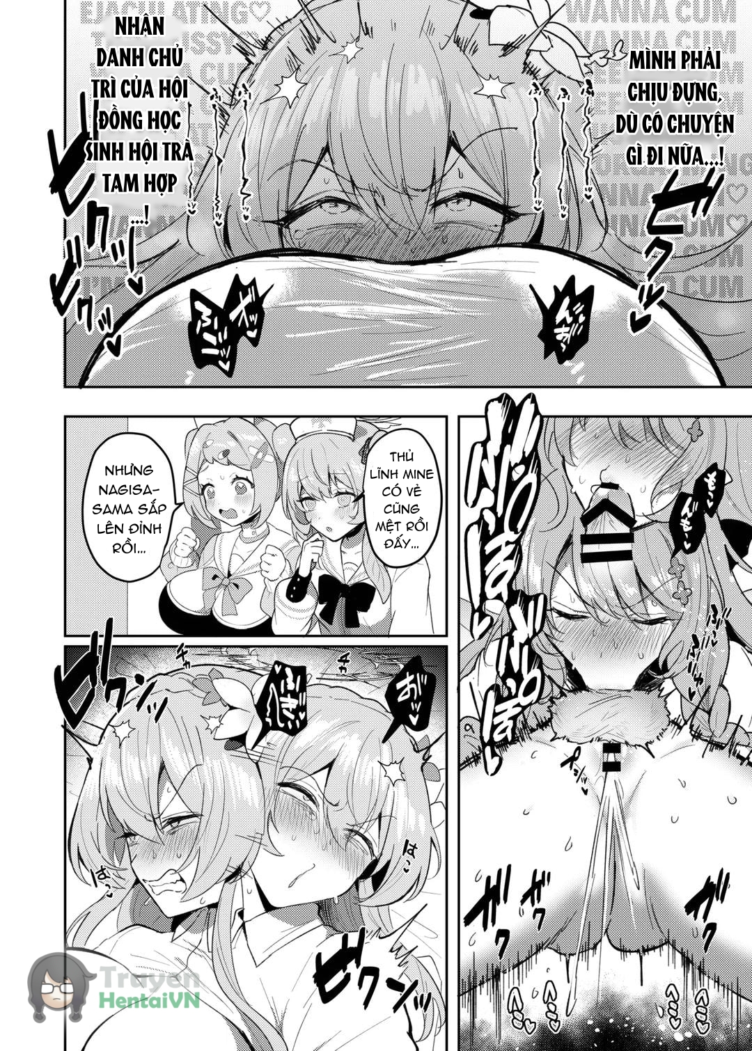 Đọc truyện hentai Futanari Tea Party Dosukebe Tougijou Nagisa VS Sisterhood + Kyuugo Kishidan (Blue Archive) - Oneshot