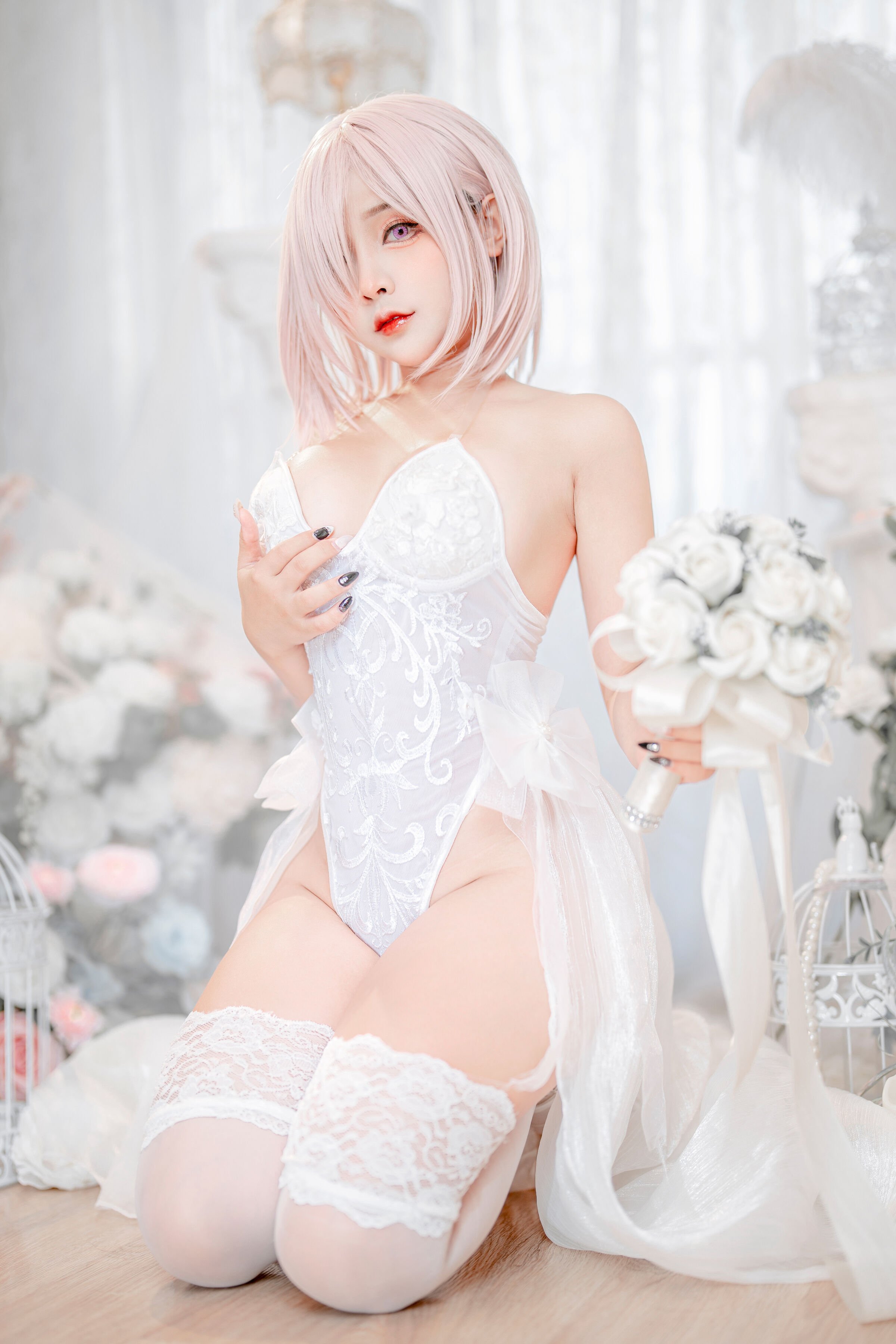Đọc truyện hentai Tuyển tập Albums siêu phẩm Cosplay - Chap 265 - Sayo Momo – Mashu White Lingerie Body Oil