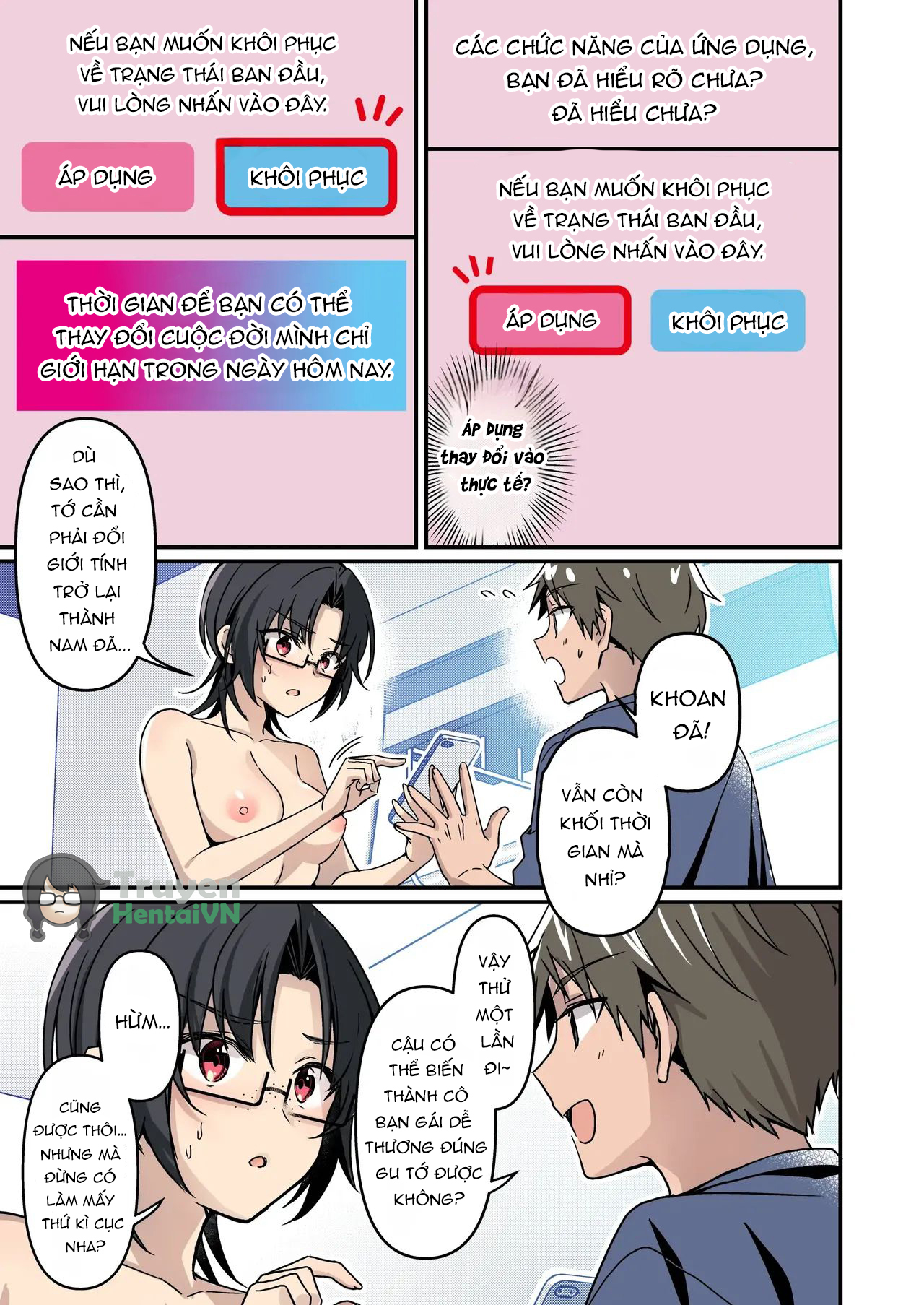 Đọc truyện hentai Jinsei Kaihen Appli de Barairo no Hibi? ~Jibun o Ukkari Dosukebe Bishoujo ni~ - Oneshot