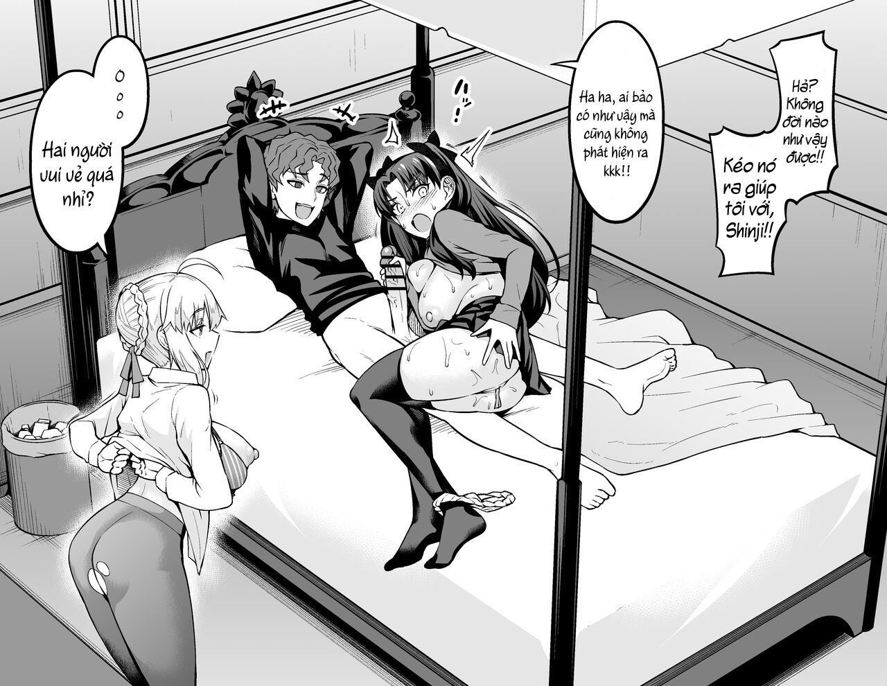 Đọc truyện hentai Saber & Rin làm tình vui vẻ với Shinji - Á à