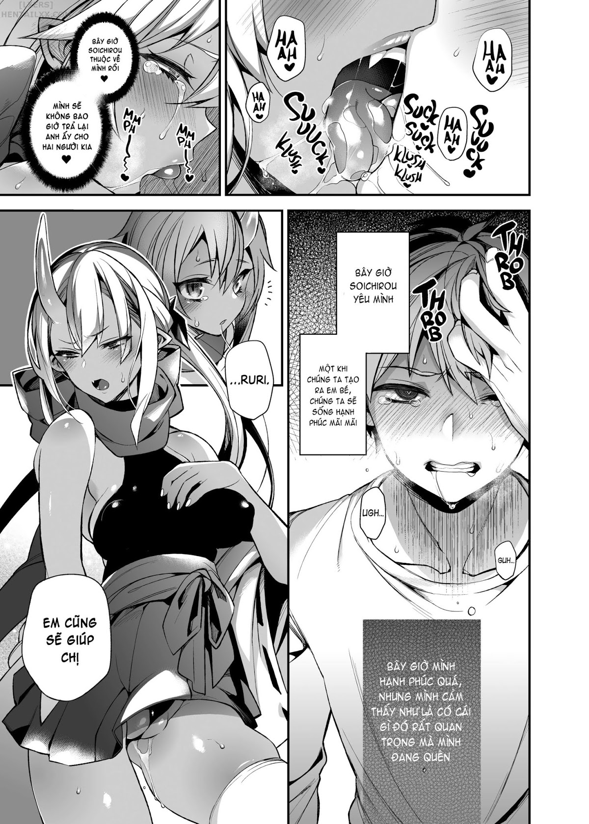 Đọc truyện hentai Hitonarazaru Oyomesama (Trọn bộ) - Chap 5: Mating with Oni - Sisters #1