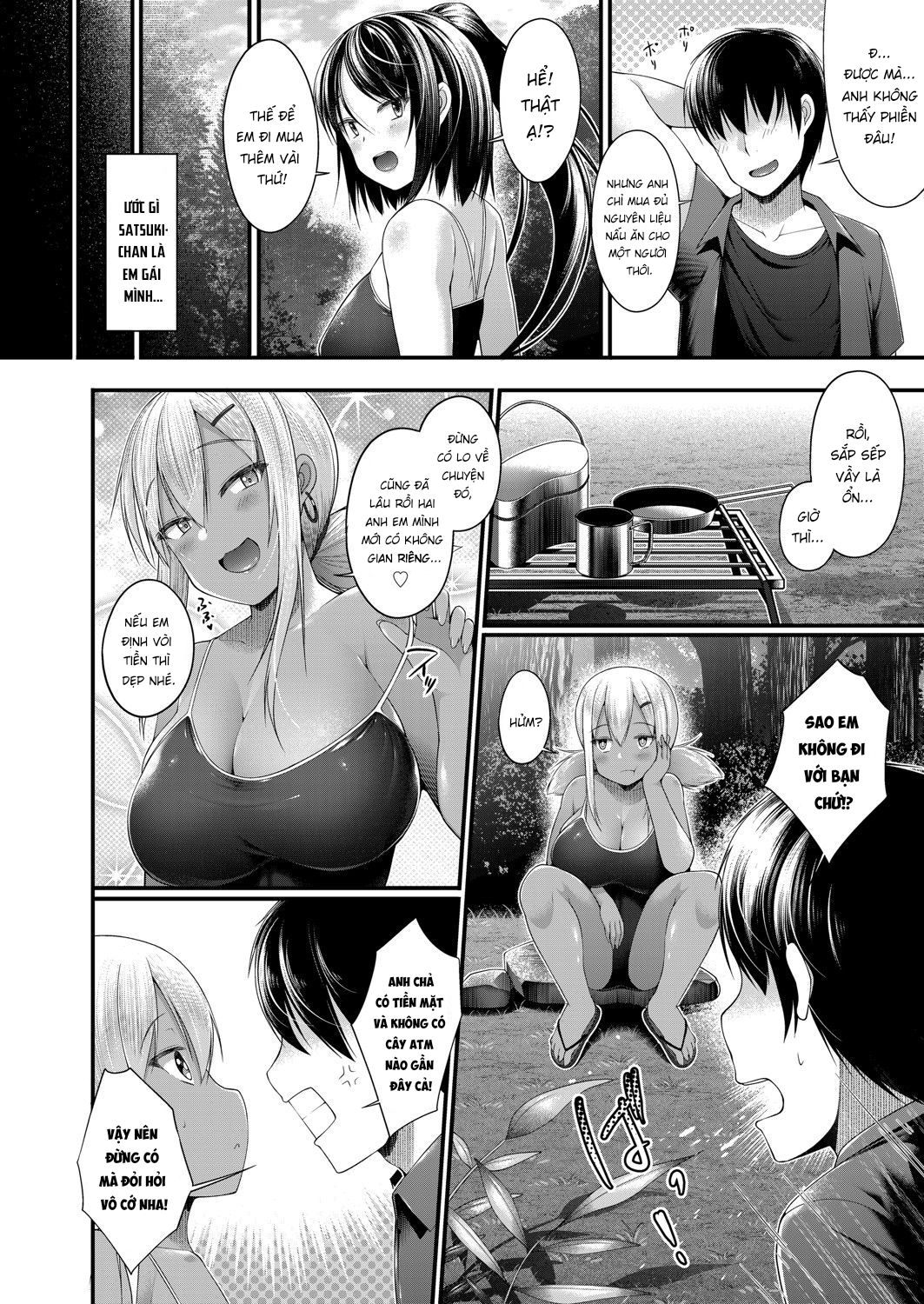 Đọc truyện hentai Hitori Camp o Shite itara Kuro Gal JK na Imouto to Imouto no Tomodachi ga Rannyuu shite kita Kekka Zenpen - Chap 1