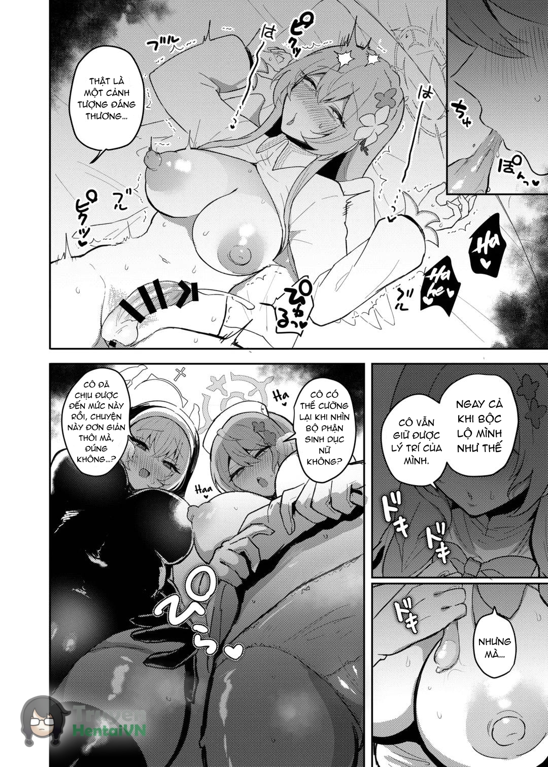 Đọc truyện hentai Futanari Tea Party Dosukebe Tougijou Nagisa VS Sisterhood + Kyuugo Kishidan (Blue Archive) - Oneshot