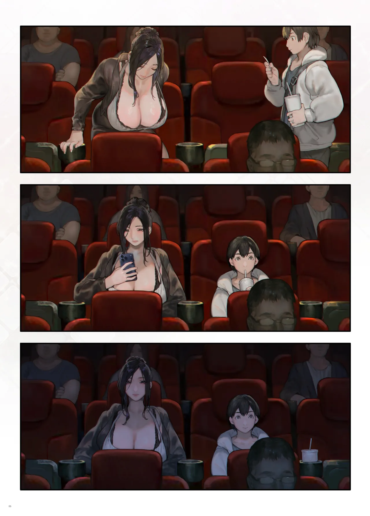 Đọc truyện hentai [COMEX (Aoin)] Gokinjo no Oku-san Eigakan Itte Eiga o Minai [Digital] - Oneshot