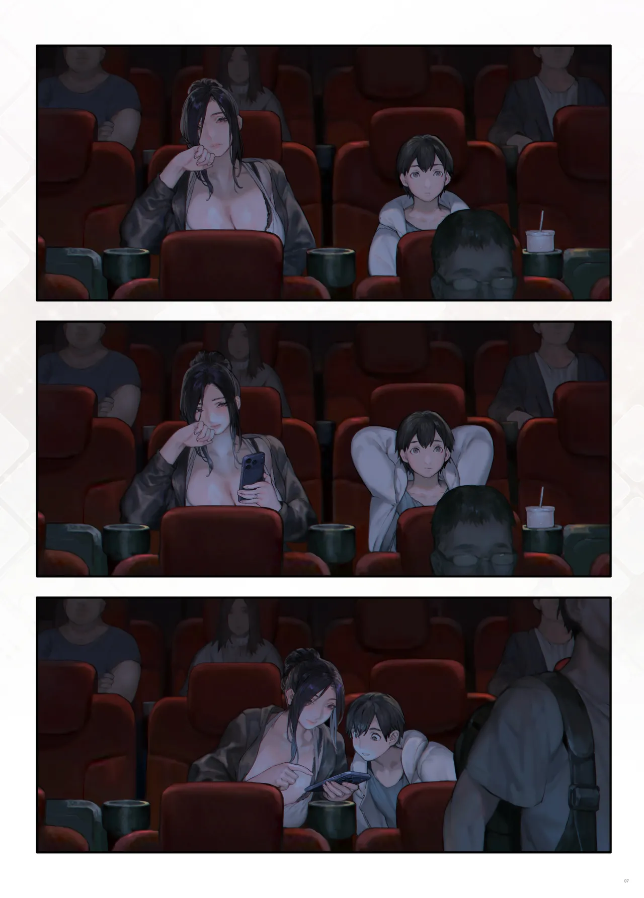 Đọc truyện hentai [COMEX (Aoin)] Gokinjo no Oku-san Eigakan Itte Eiga o Minai [Digital] - Oneshot