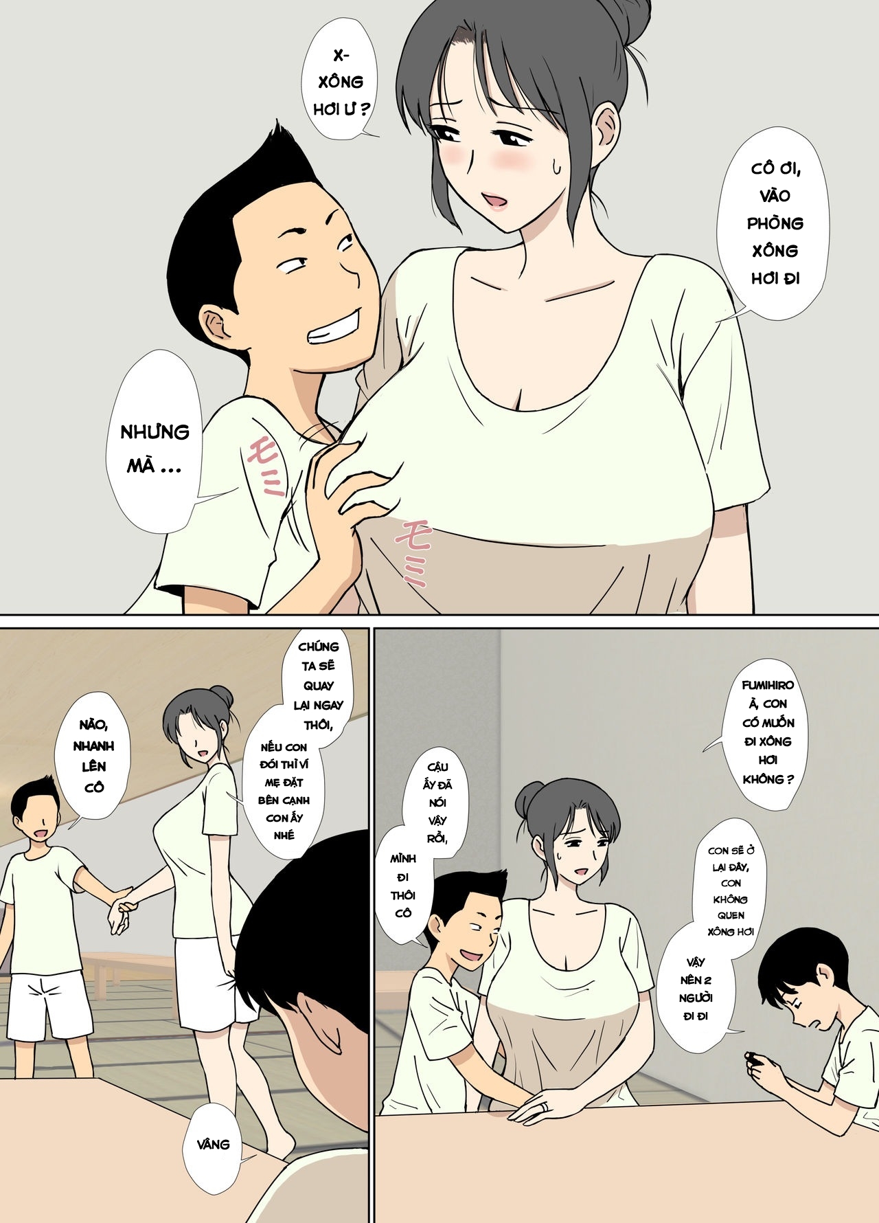 Đọc truyện hentai Iinari Tomodachi Mama o Sauna de Chichi Ijiri - Oneshot