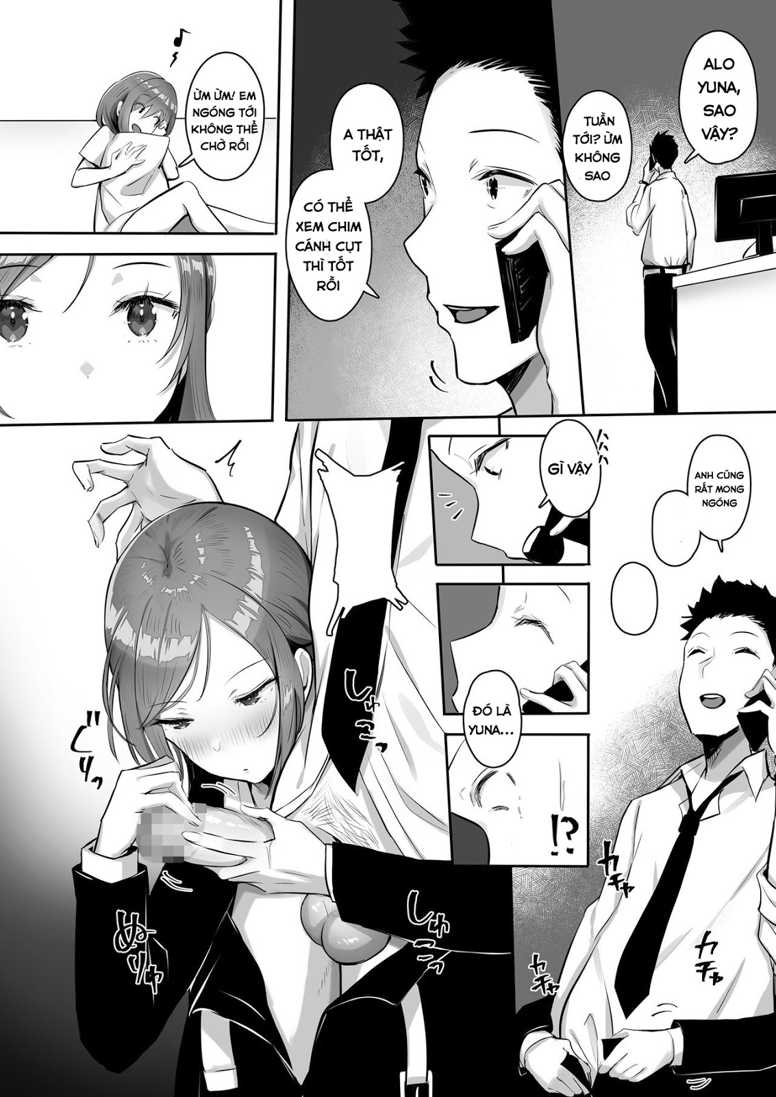 Đọc truyện hentai Kanojo Ni Wa Ienai… Kyonyuu Joushi To Hamemakuri SEX Zangyou - Oneshot