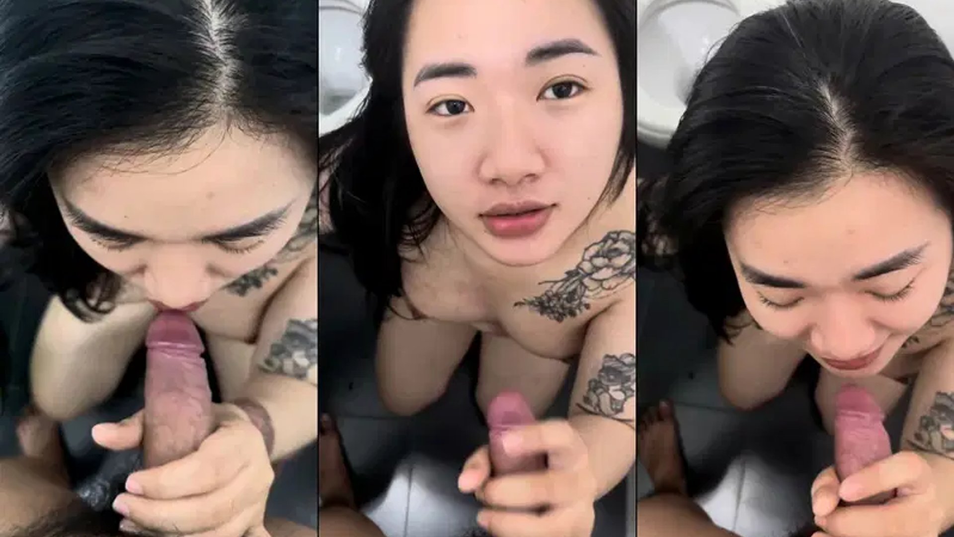 ⁣Em gái yêu hội họa rủ tắm chung mà vào phòng chưa kịp tắm em đã kéo quần bú cu