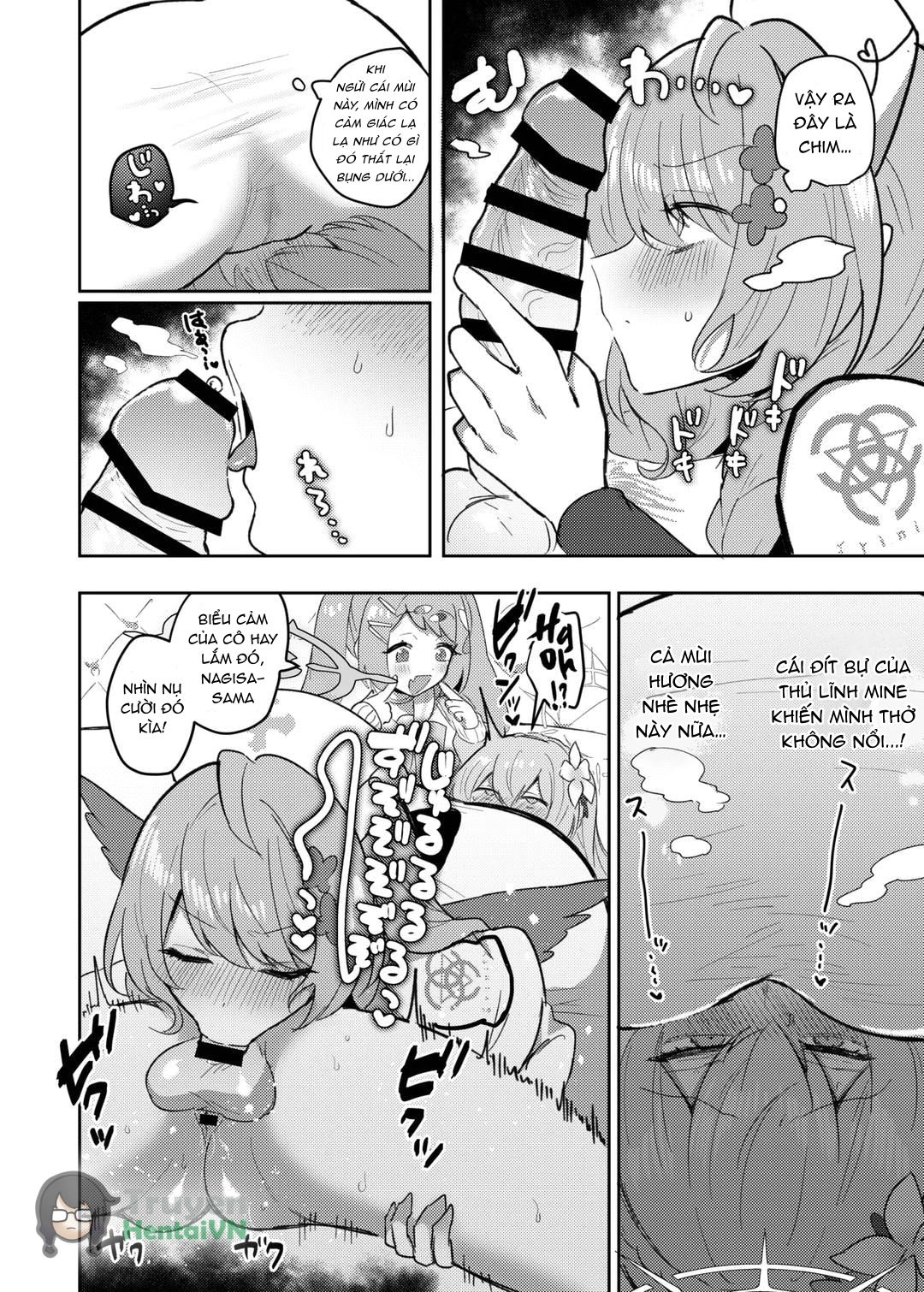 Đọc truyện hentai Futanari Tea Party Dosukebe Tougijou Nagisa VS Sisterhood + Kyuugo Kishidan (Blue Archive) - Oneshot
