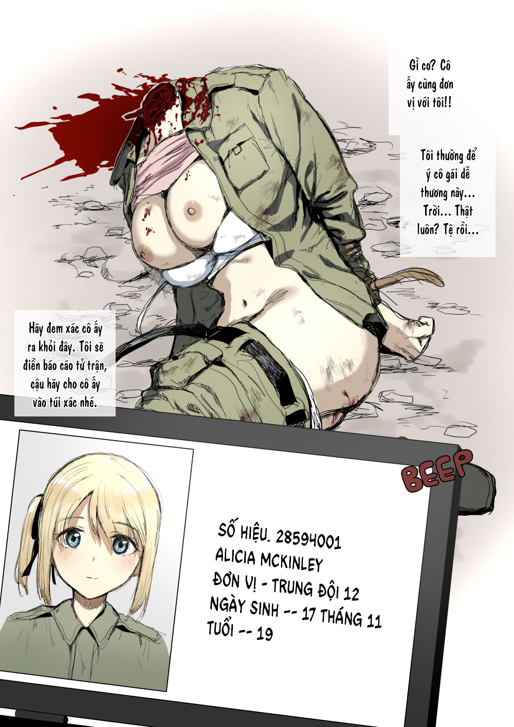 Đọc truyện hentai Tuyển Tập Truyện Ngắn Về Chiến Tranh Của Kubikiri - Cái Chết Của Alicia - Corpse Verification - Alicia Death